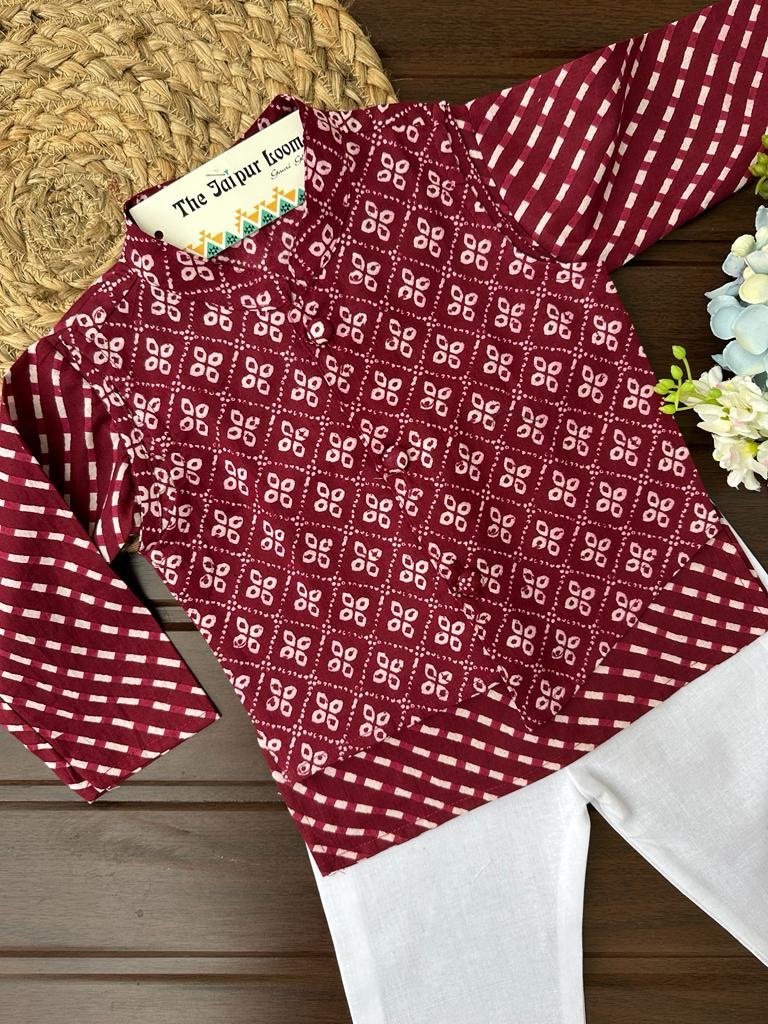 Maroon Lehriya Jacket Set