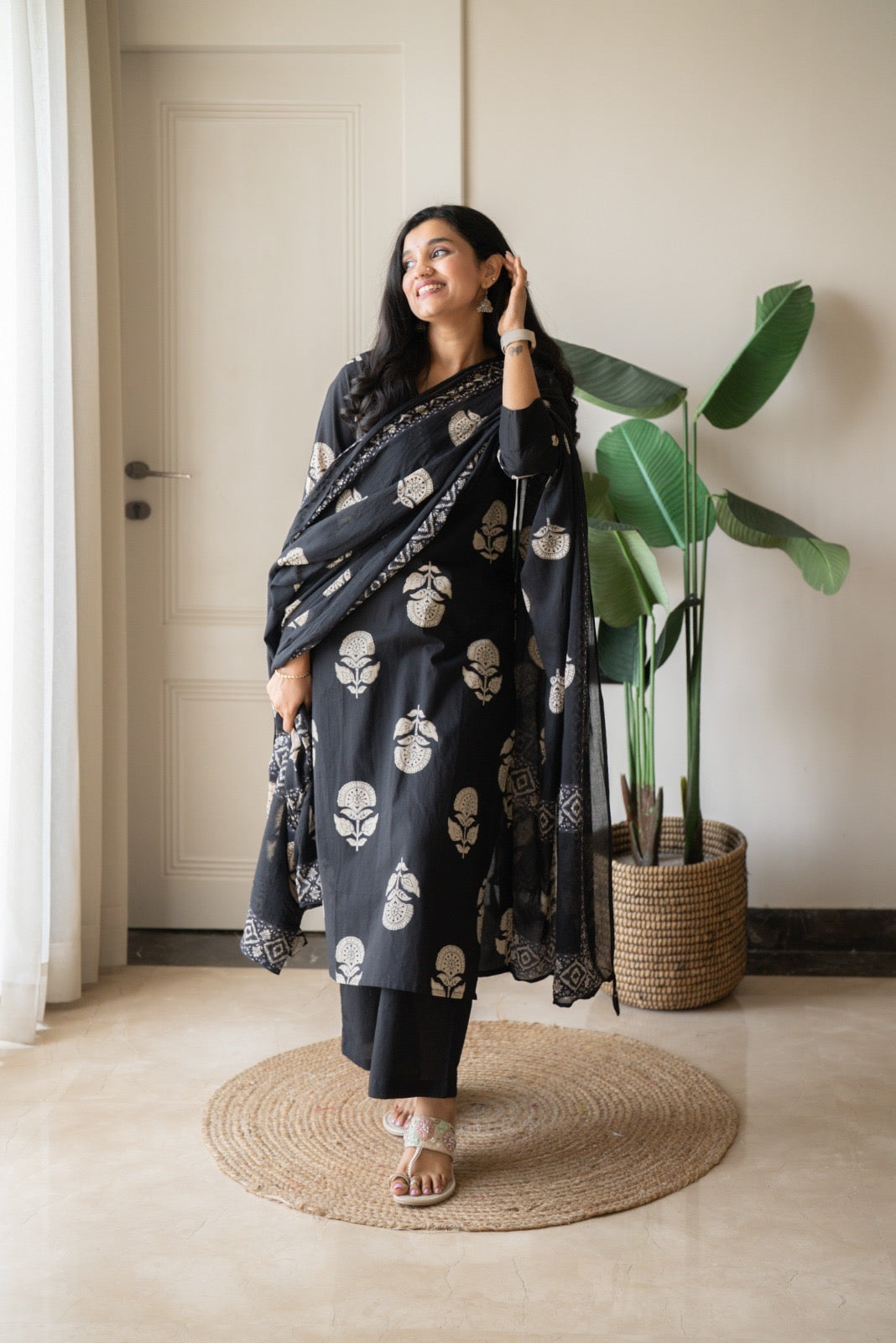 Zasha Cotton Suit- Black Boota