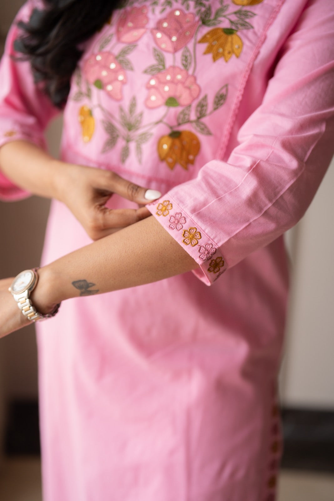 Kayna Soft Cotton Suit- Pink