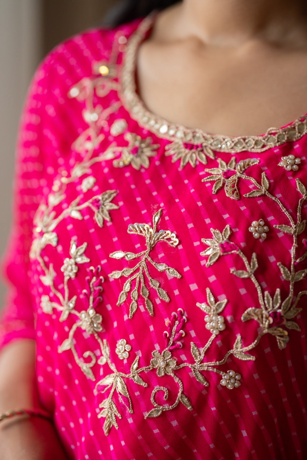Tisca Pink Mothra Georgette Suit