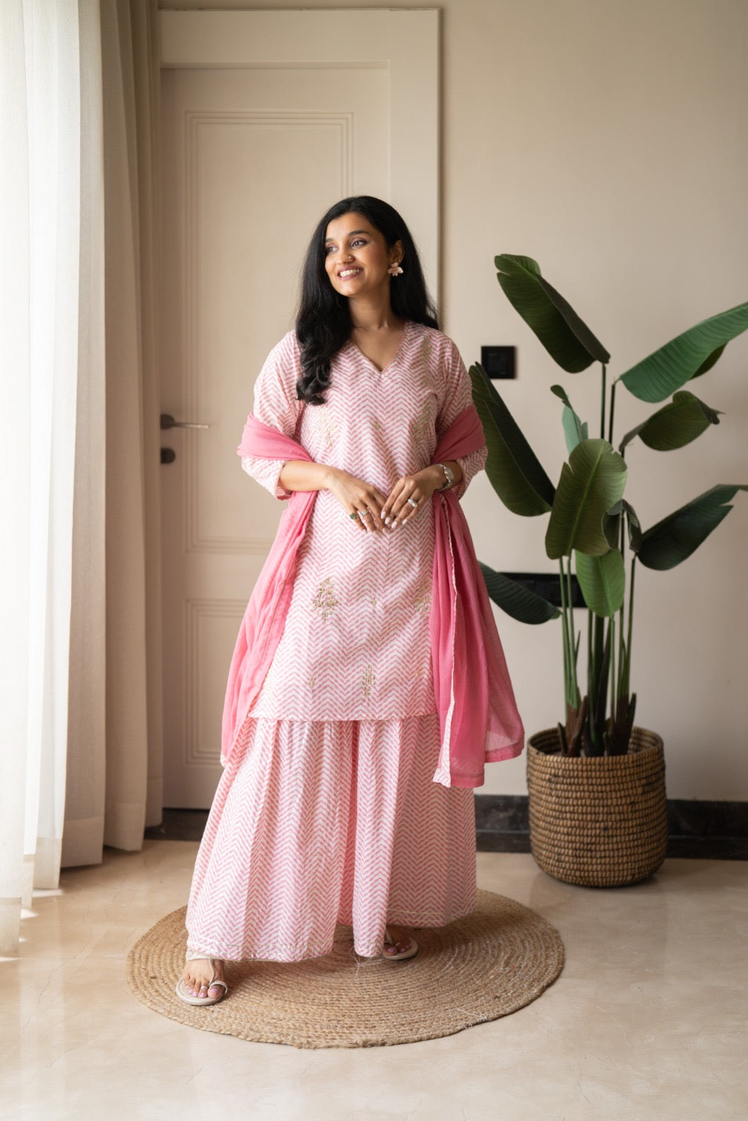 Namya Leheriya Sharara Set- Pink