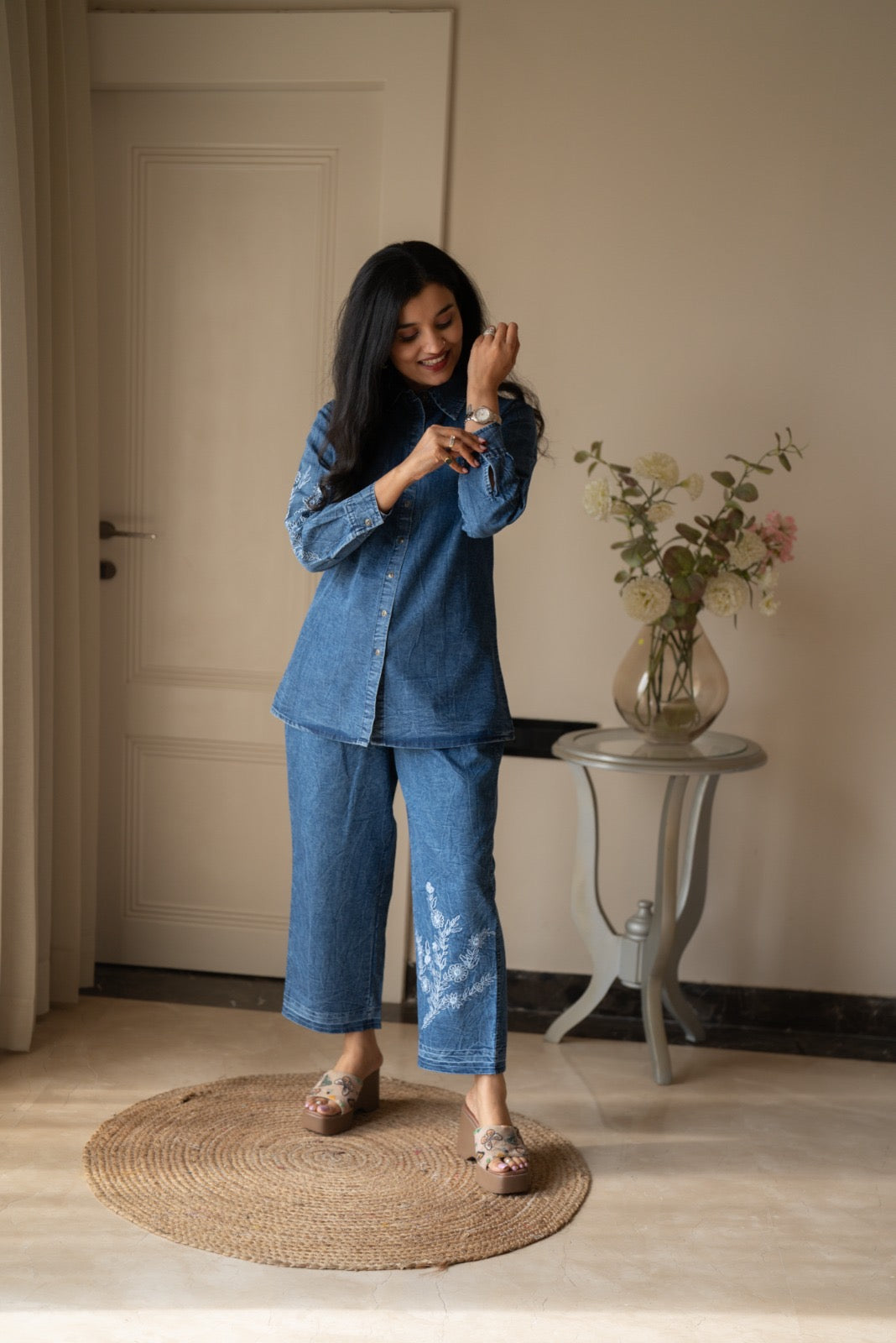 Nimya Denim Shirt Coord Set