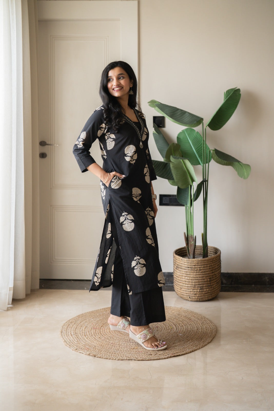 Zasha Cotton Suit- Black Boota