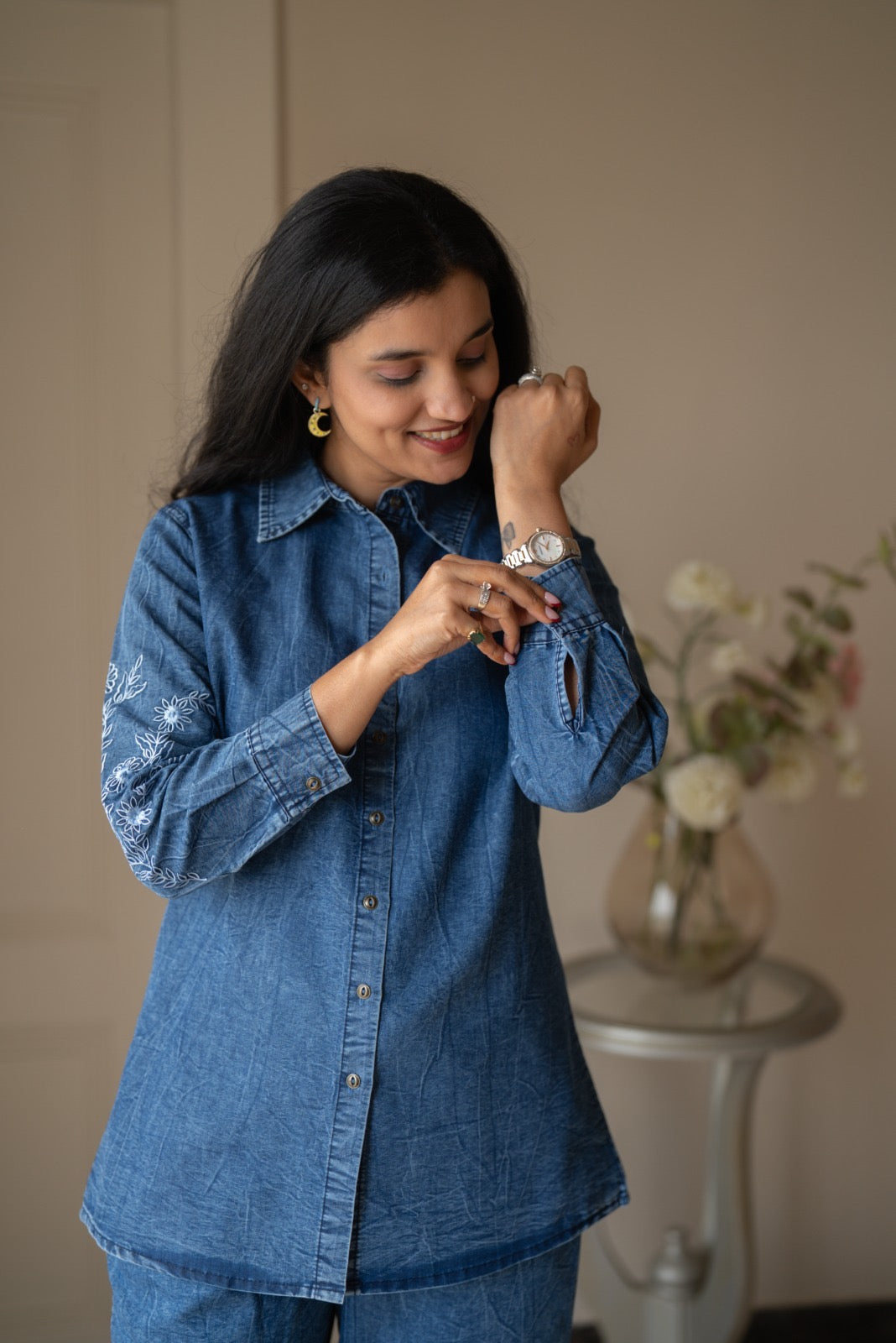 Nimya Denim Shirt Coord Set