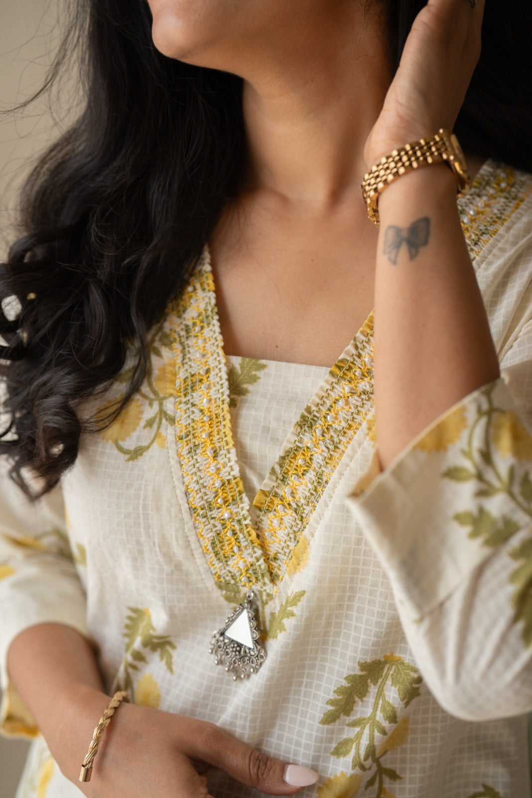 Suryana Cotton Suit- Marigold
