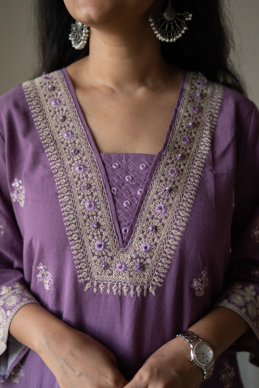 Ganga Embroidered Luxe Suit- Purple