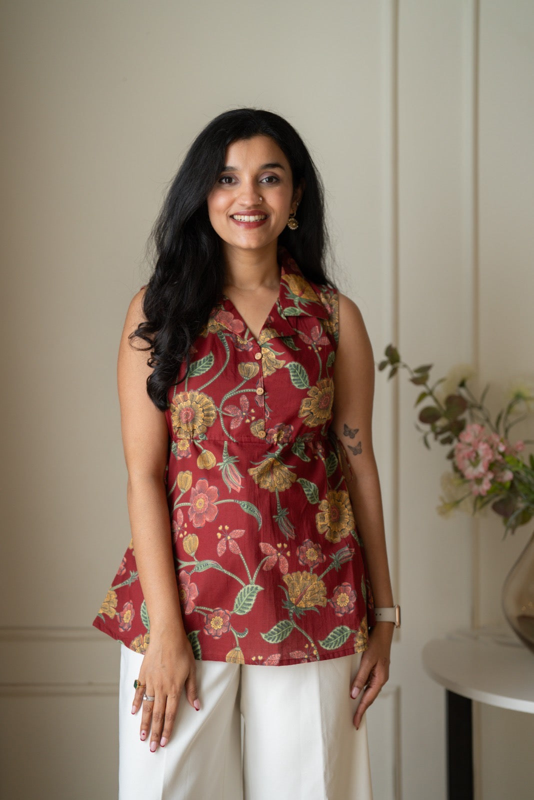 Guna Short Adjustable Top- Maroon