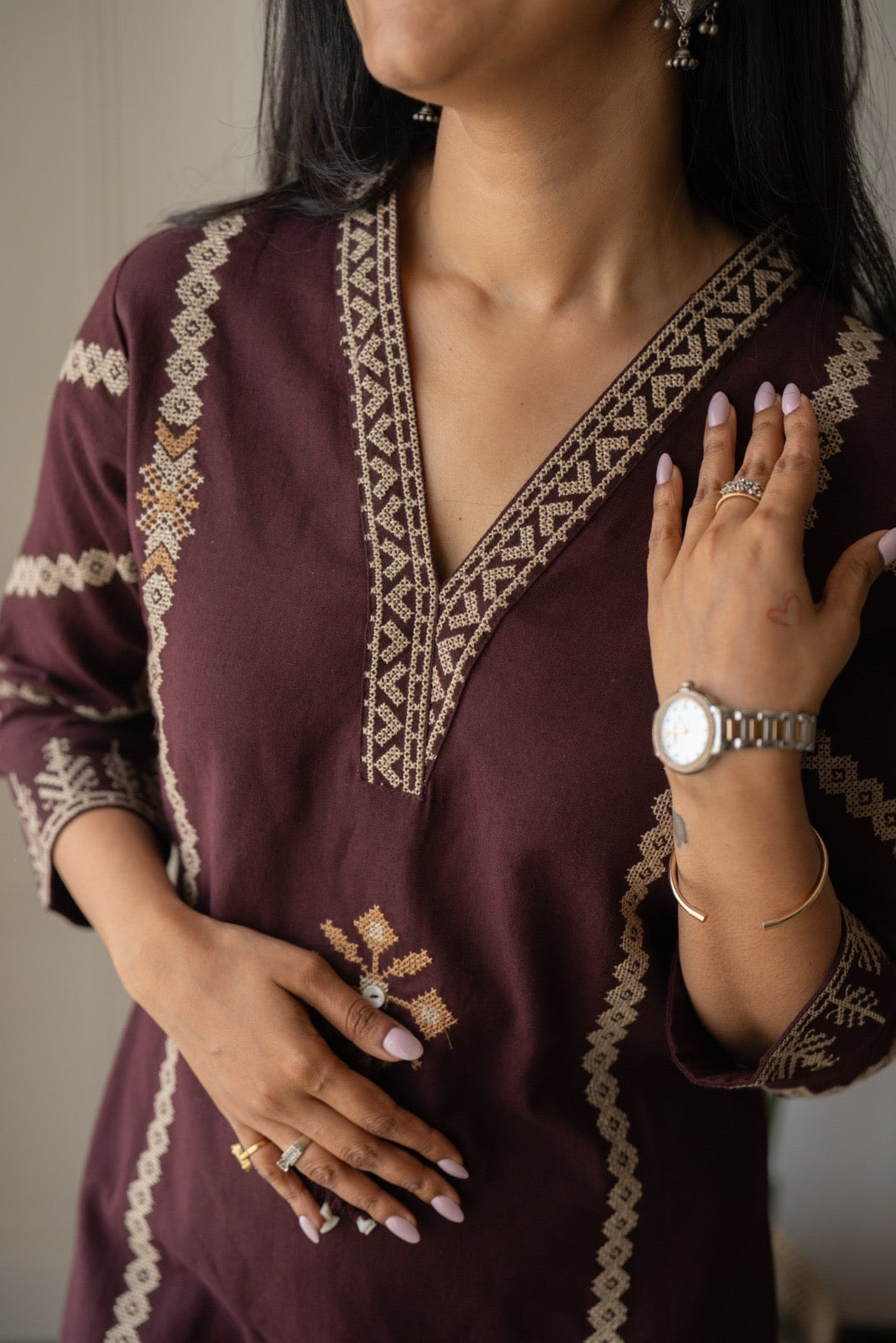 Yogya Elegant Slub Suit- Wine