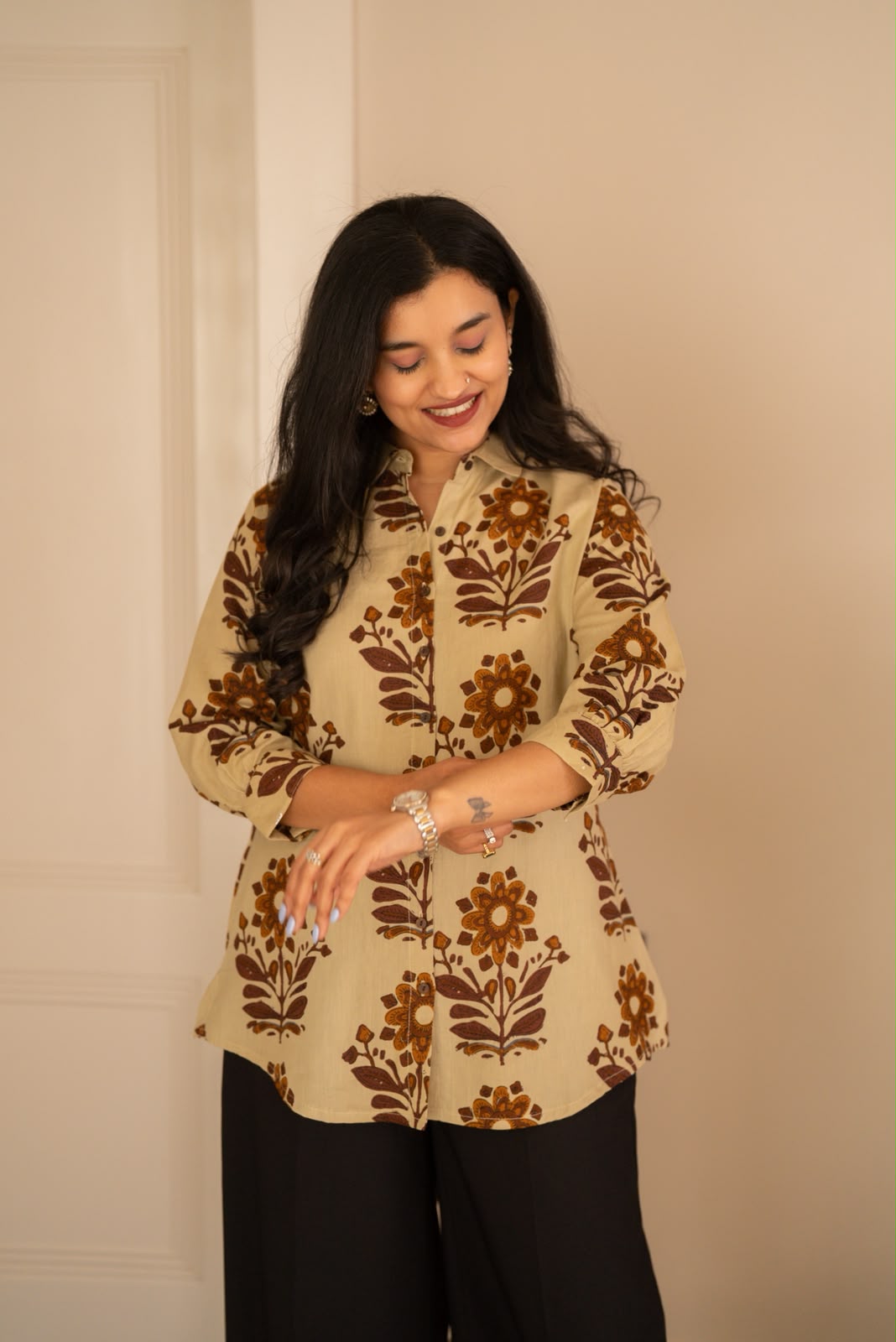 Zora Slub Cotton Shirt- Nude Boota