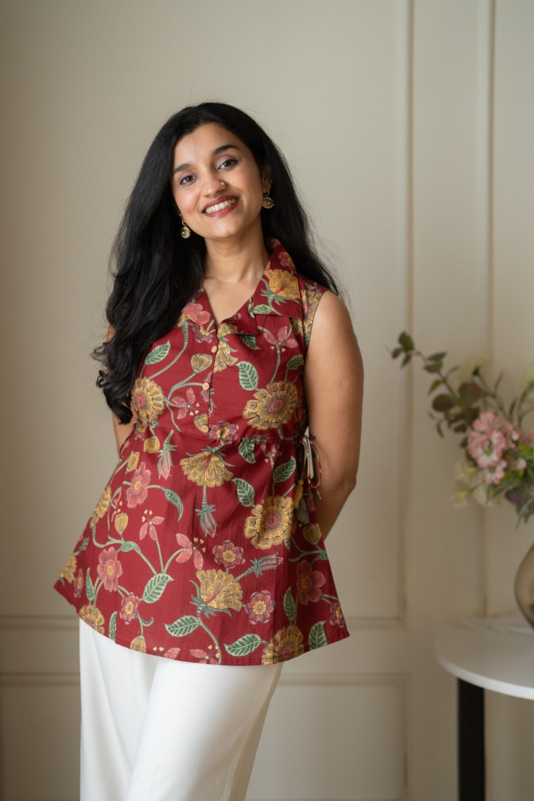 Guna Short Adjustable Top- Maroon