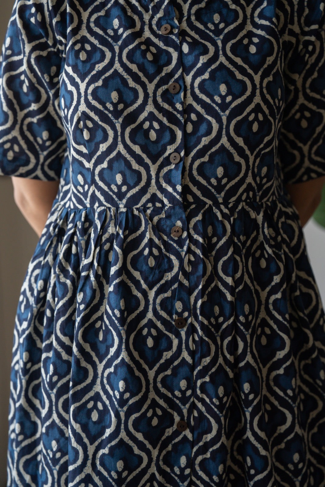 Drishy Maternity Cotton Dress- Indigo