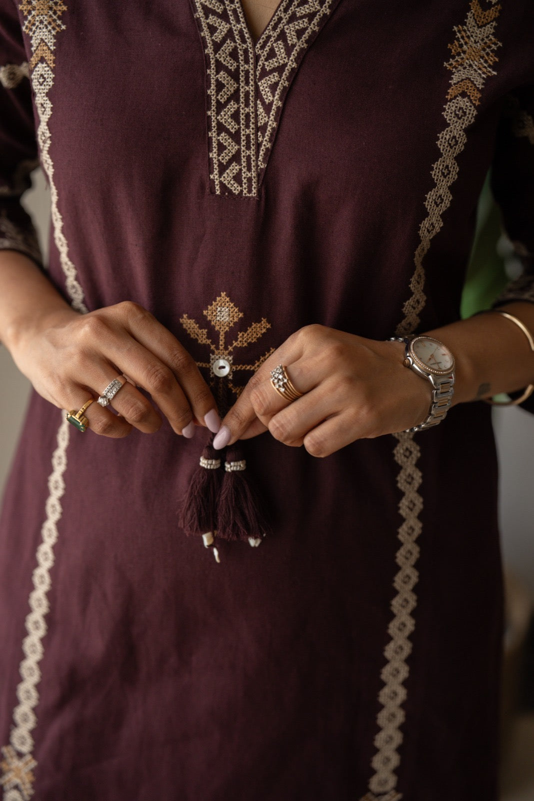 Yogya Elegant Slub Suit- Wine