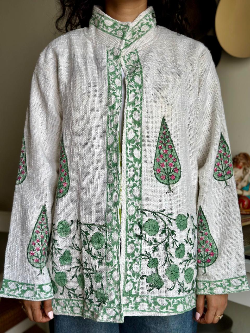 Block Print TNT Jacket- White Boota
