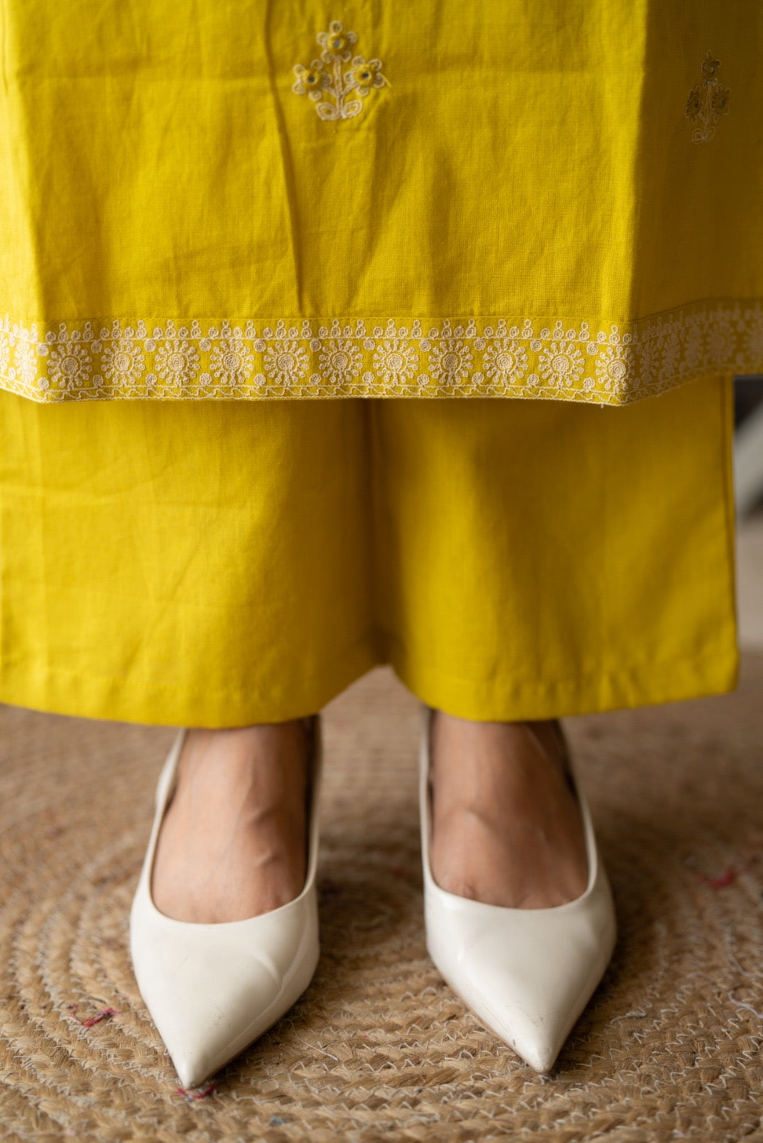 Ganga Embroidered Luxe Suit- Yellow