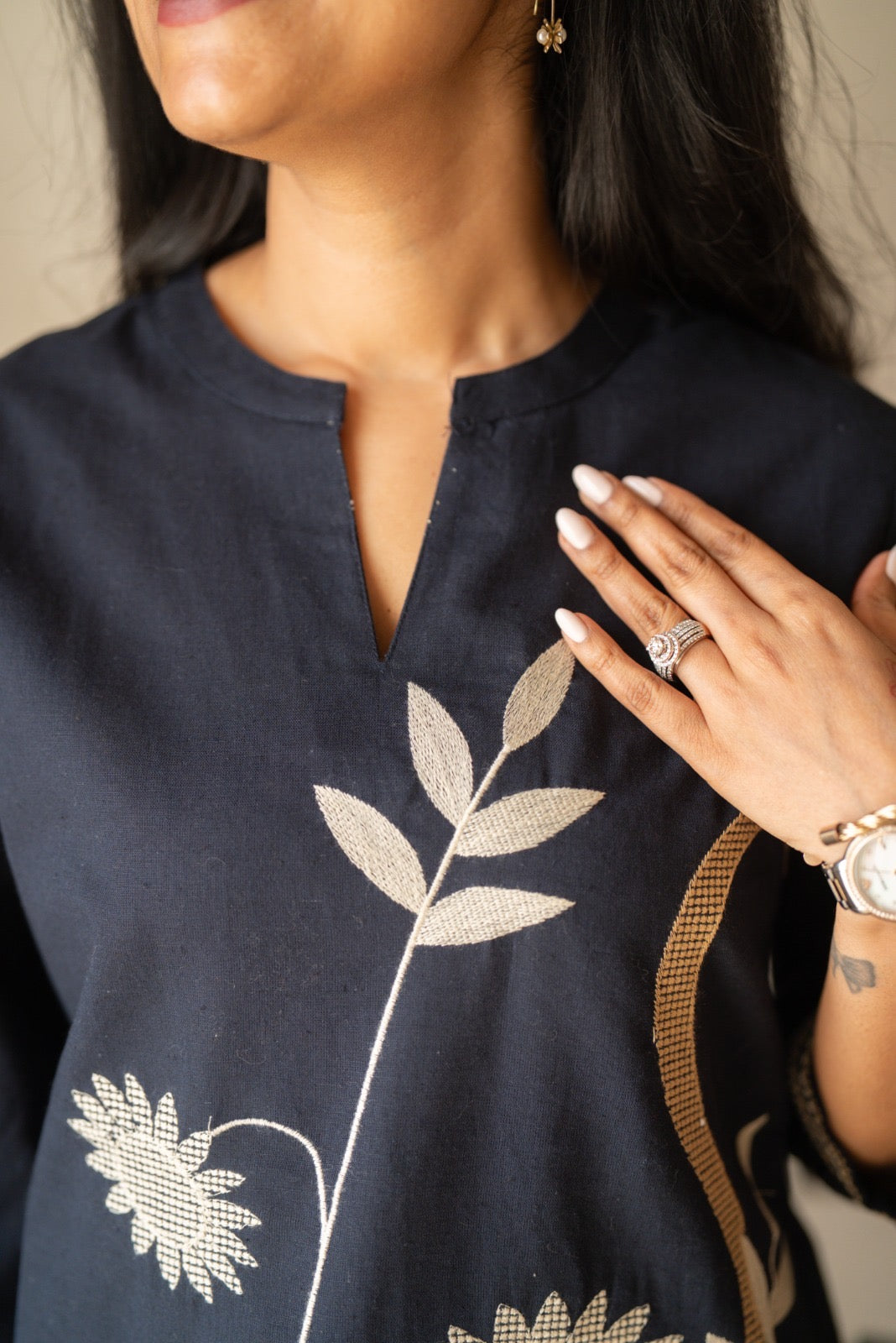 Rita Embroidered Short Top- Blue