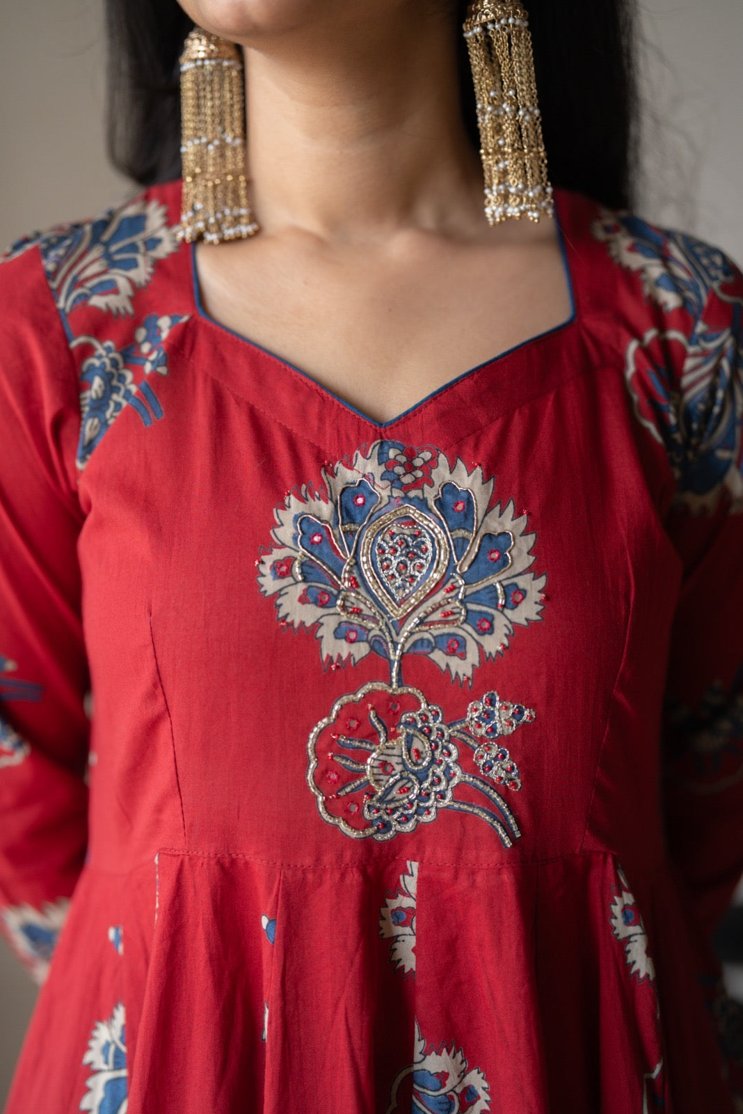 Mahara Maroon Boota Anarkali Set