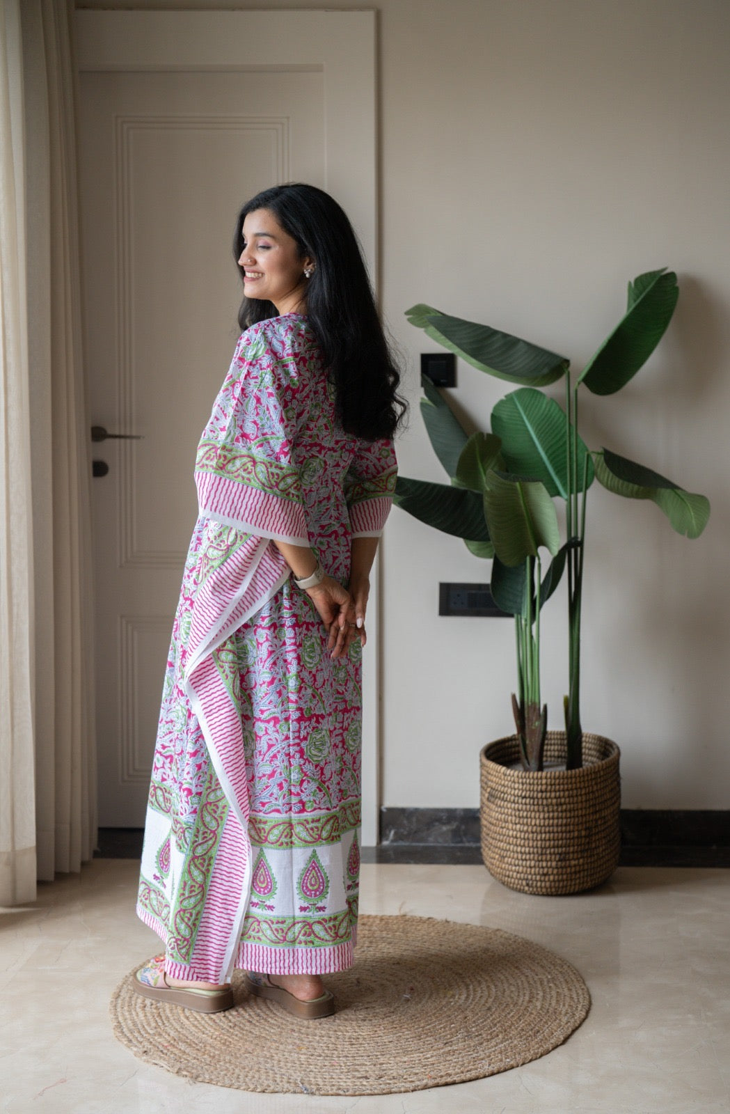 Kashi Block Print Kaftan- Bright Paisley
