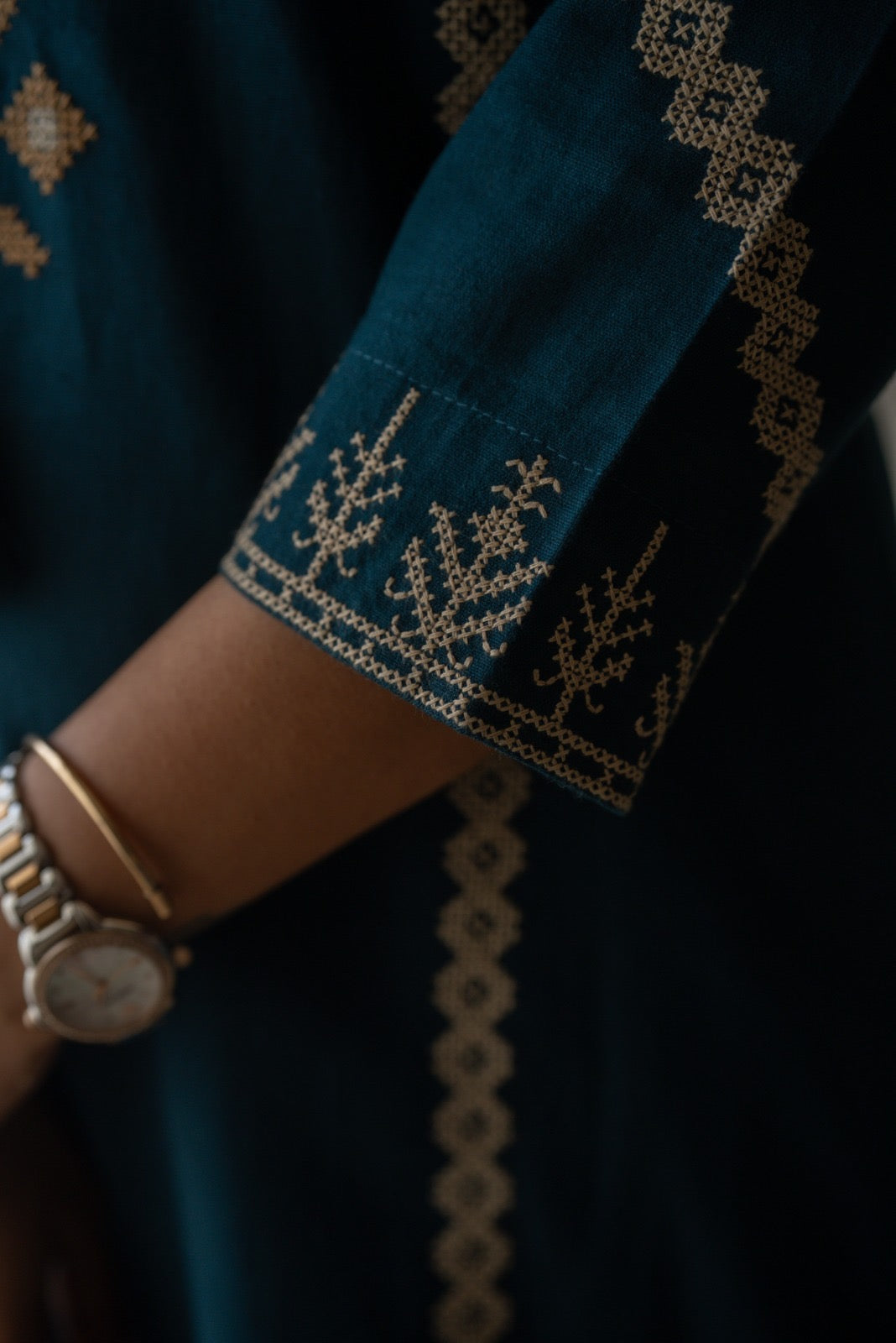 Yogya Elegant Slub Suit- Teal Blue