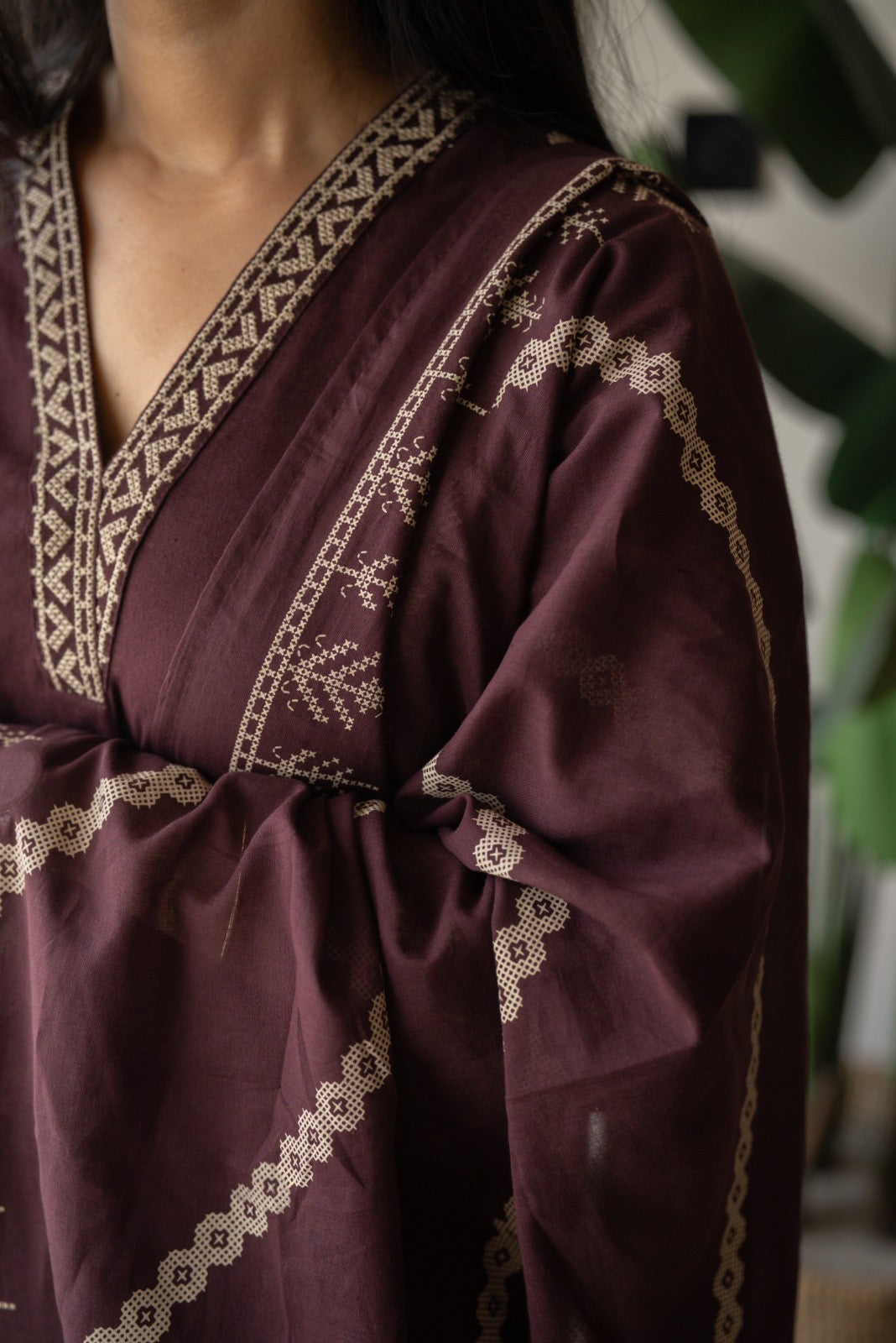 Yogya Elegant Slub Suit- Wine