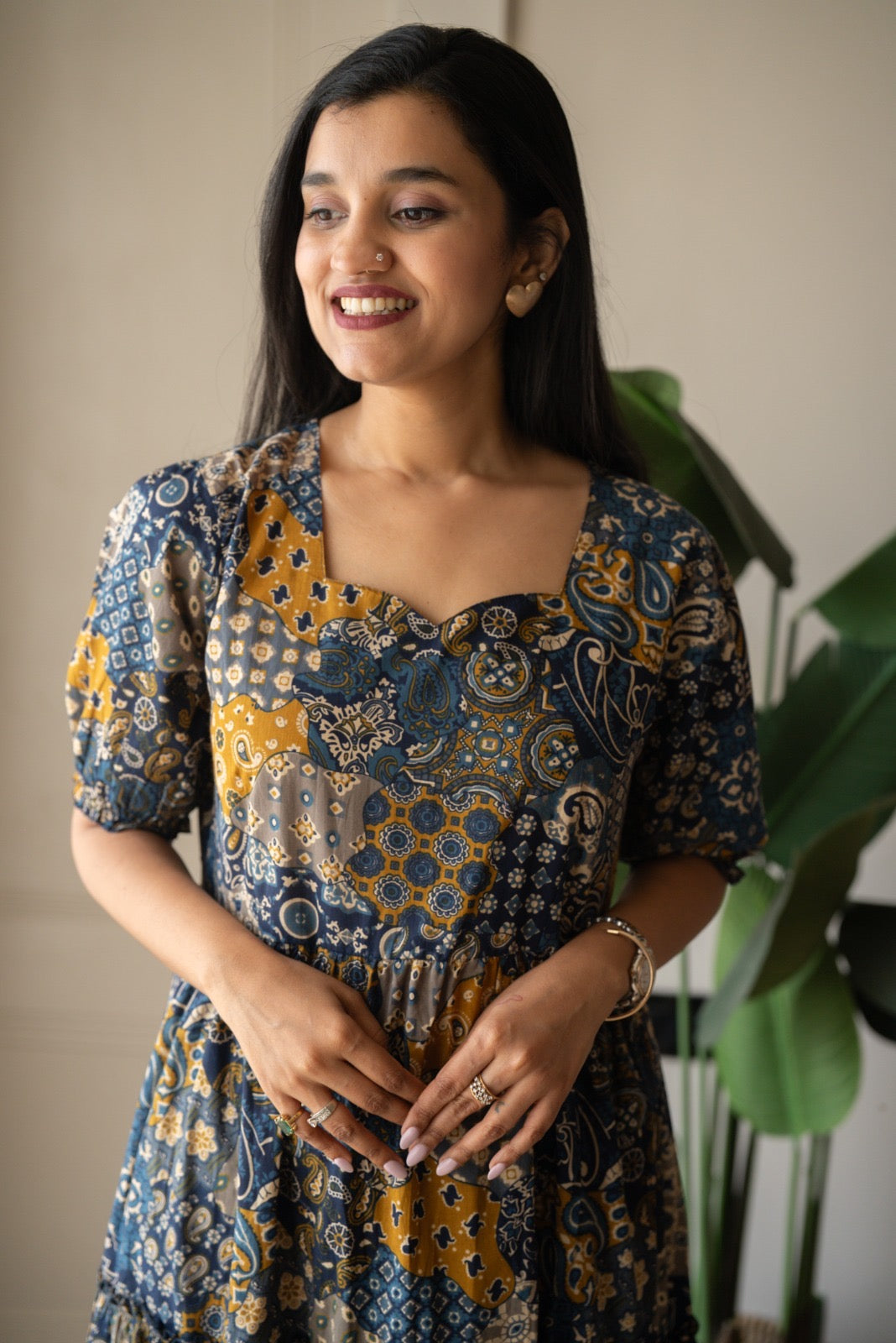 Prisha Tiered Maxi Dress- Blue Mix