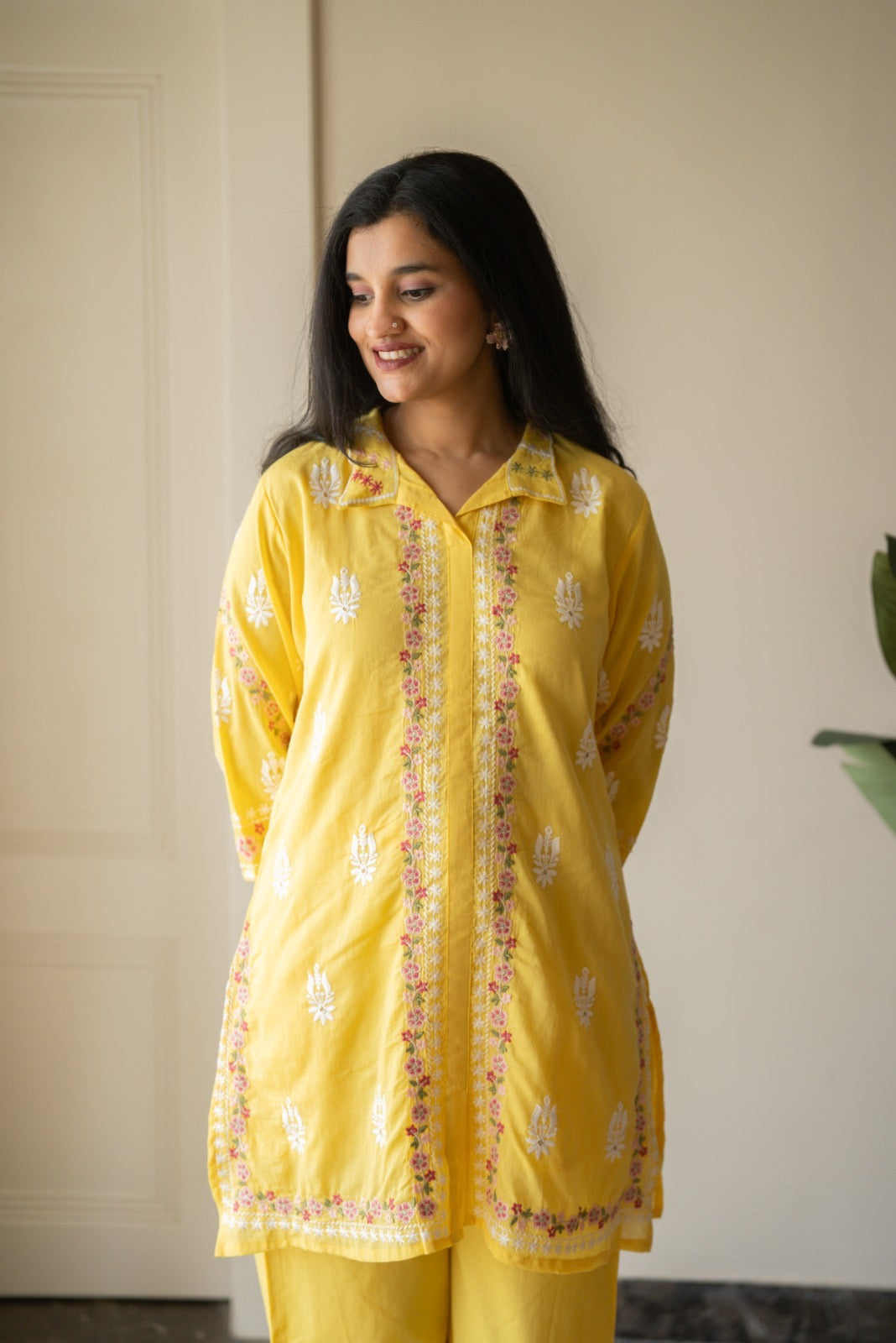 Preet Mulmul Luxe Coord Set- Yellow