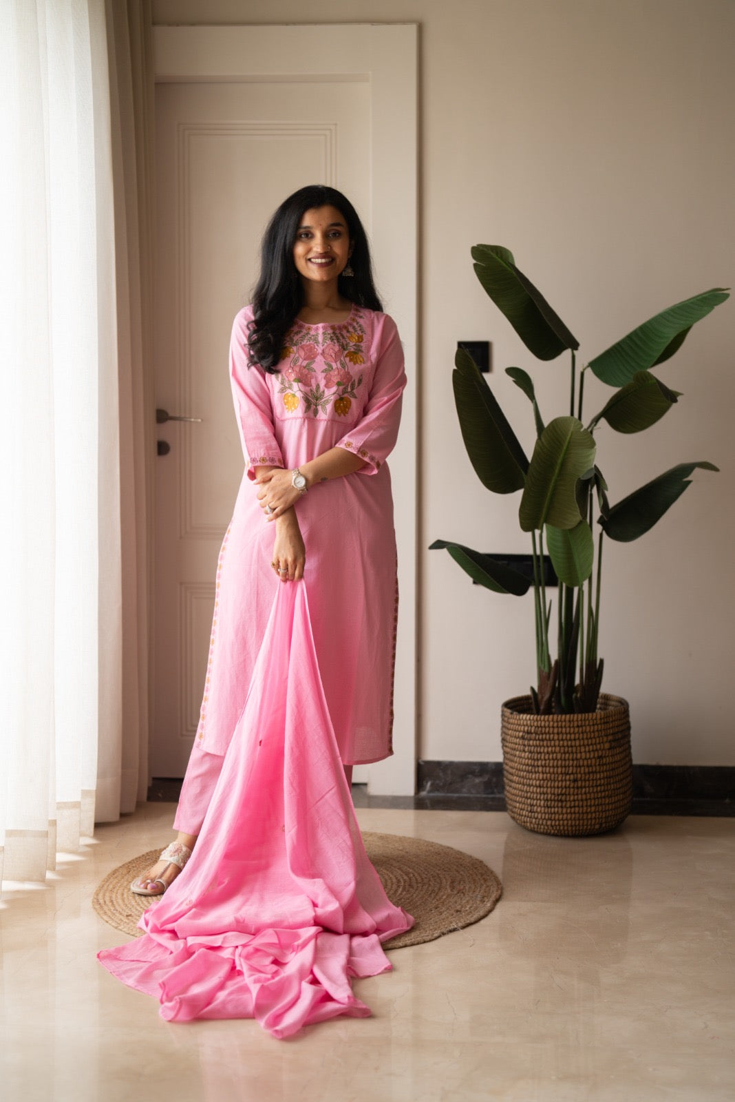 Kayna Soft Cotton Suit- Pink