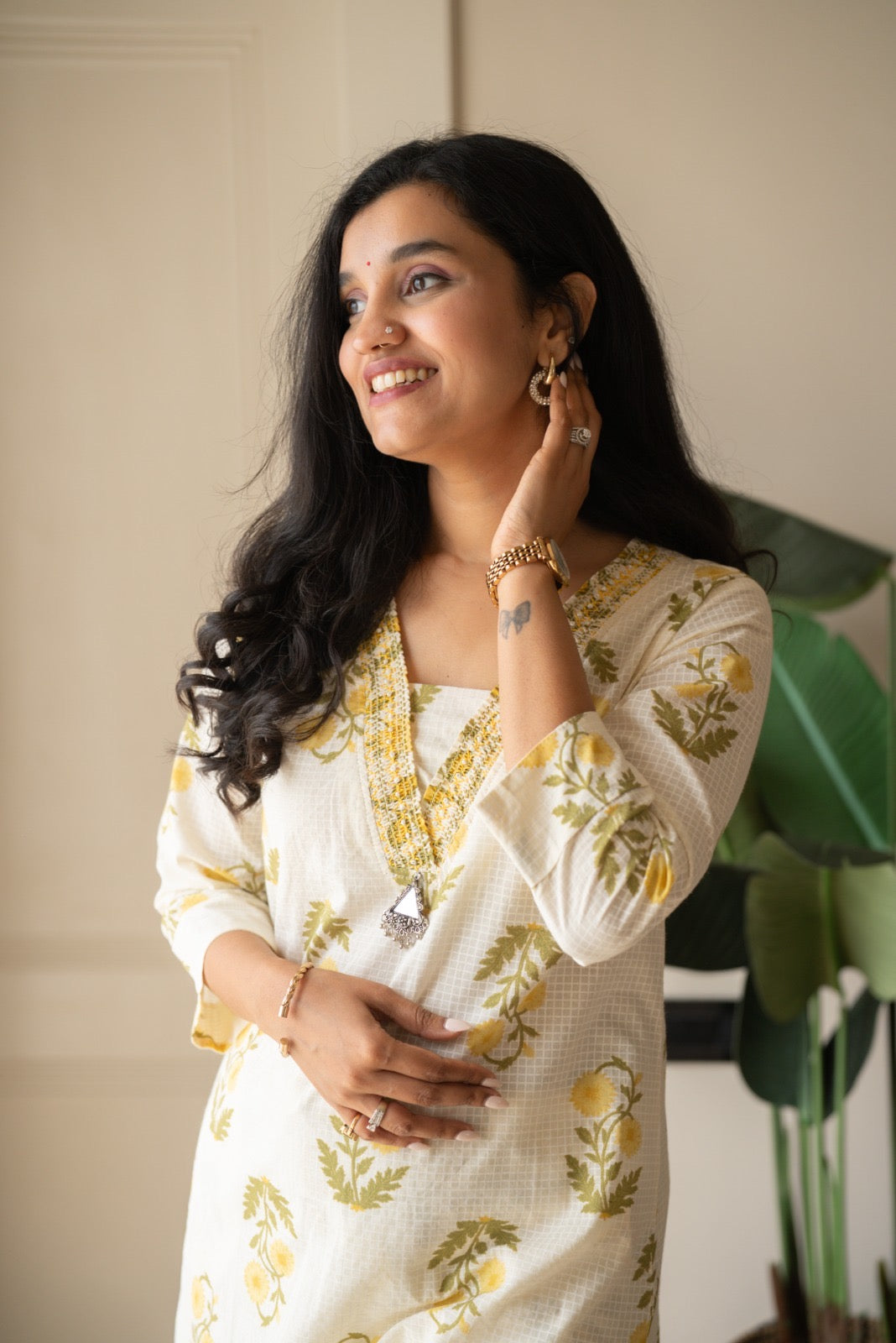 Suryana Cotton Suit- Marigold