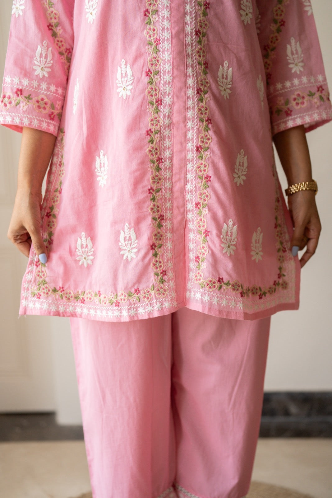 Preet Mulmul Luxe Coord Set- Pink