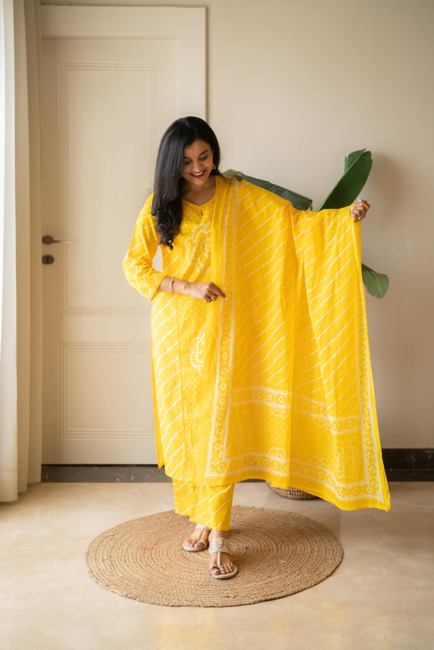 Keesha Leheriya Bandhej Cotton Suit