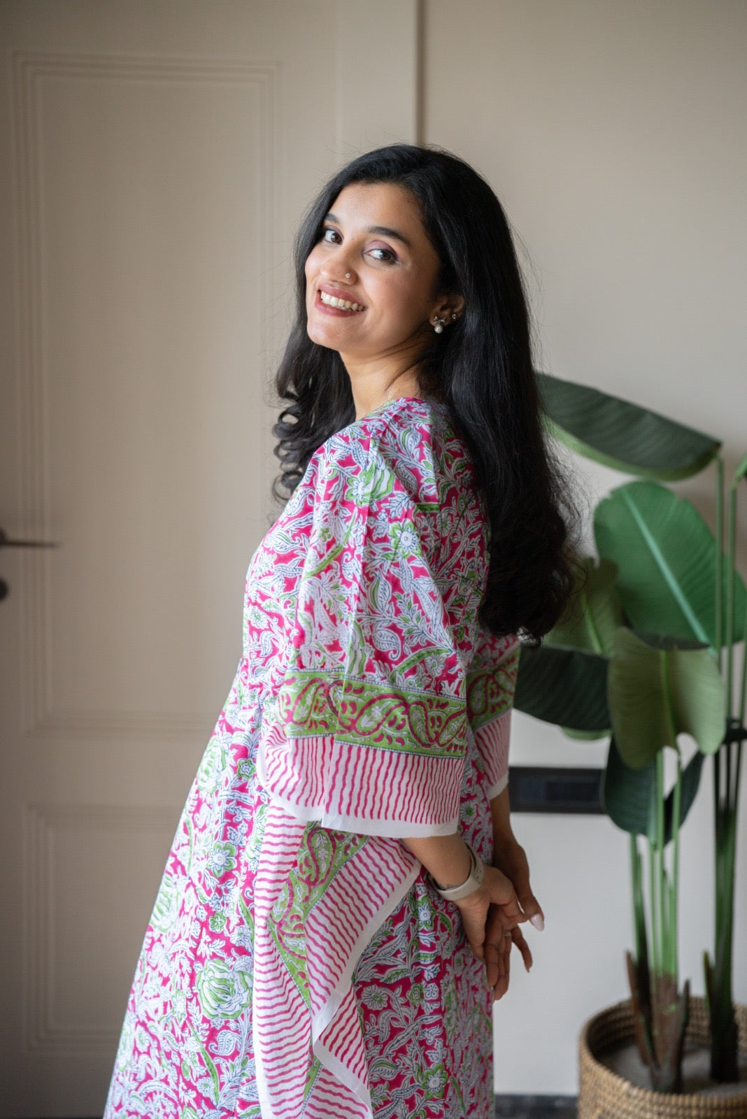 Kashi Block Print Kaftan- Bright Paisley