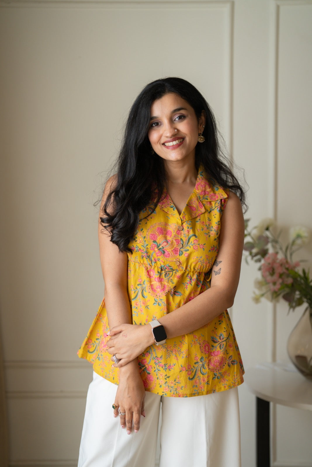 Guna Short Adjustable Top- Mustard