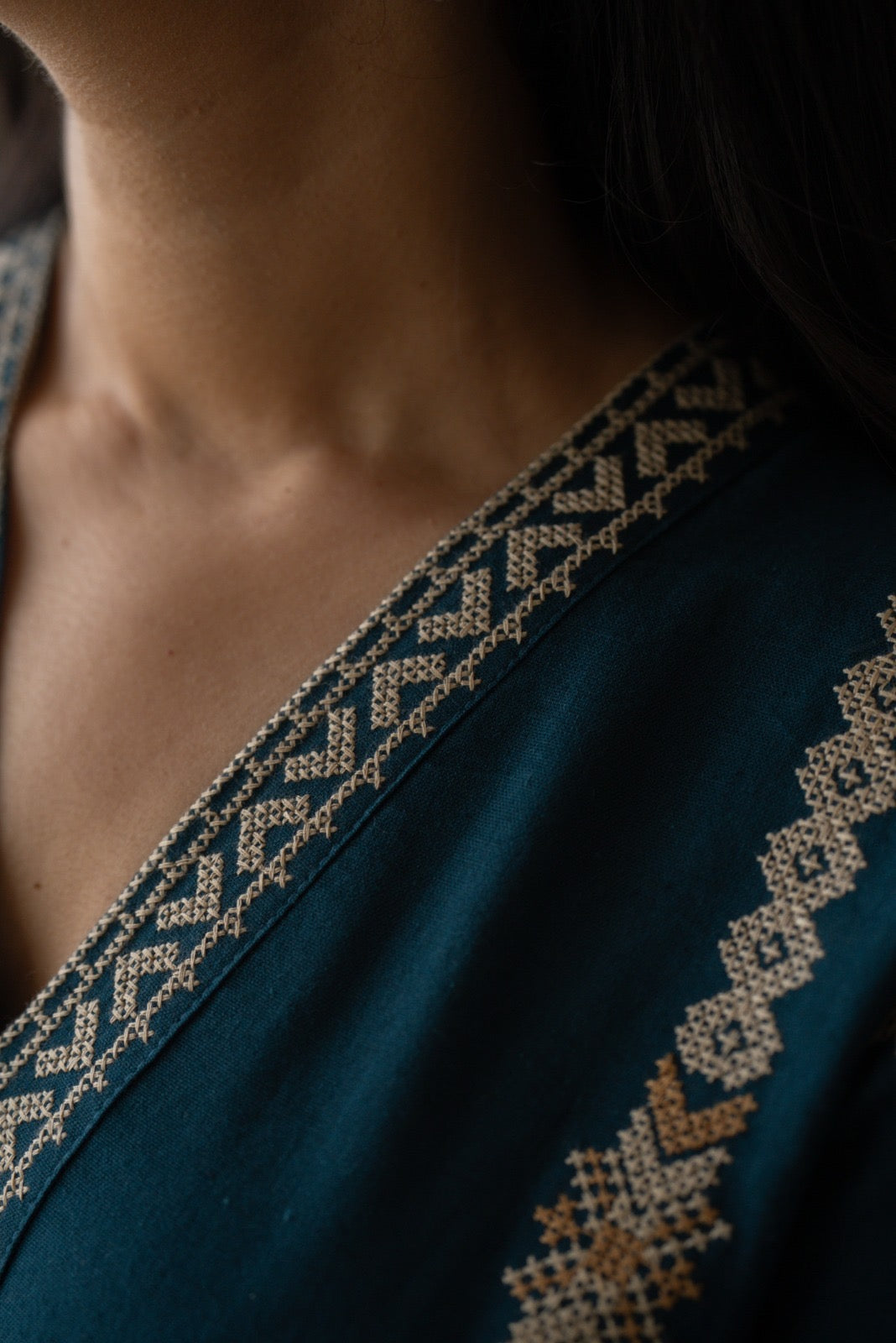Yogya Elegant Slub Suit- Teal Blue