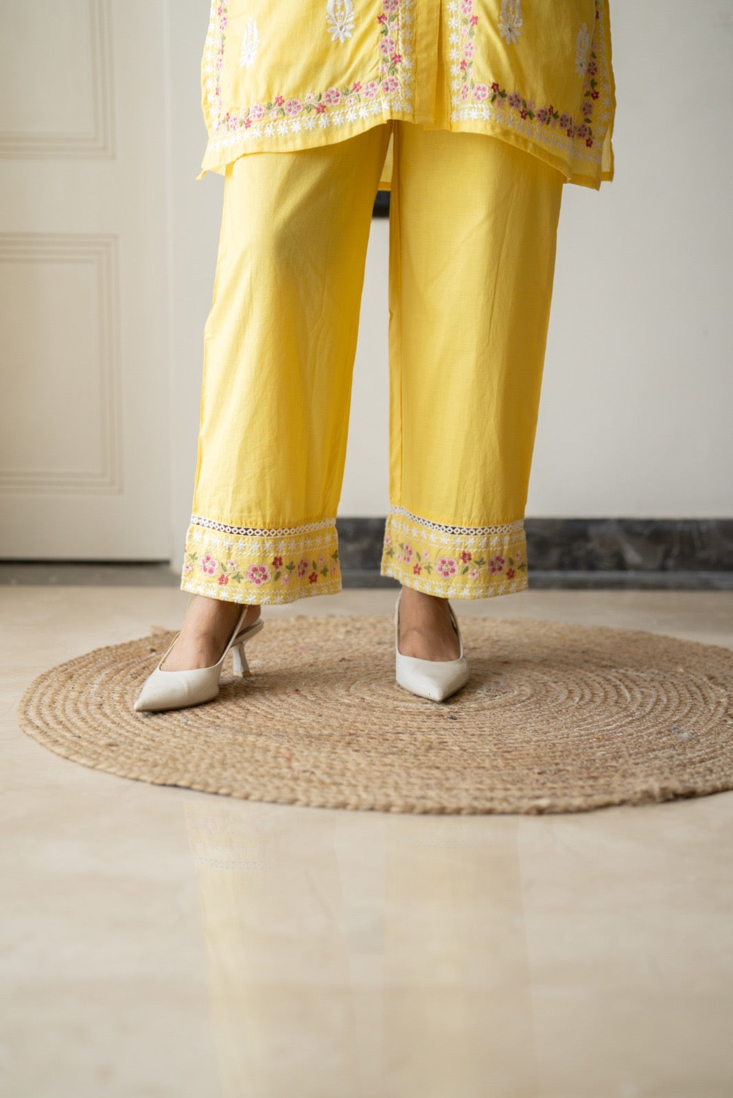 Preet Mulmul Luxe Coord Set- Yellow