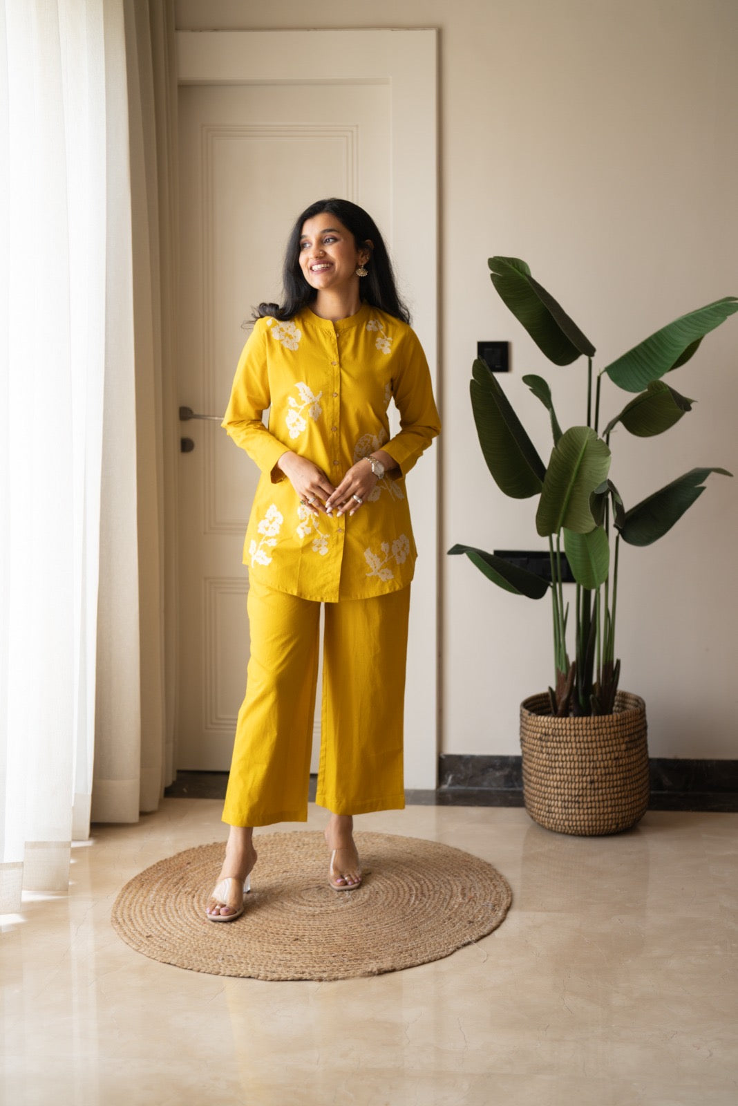 Hania Cotton Coord Set- Yellow