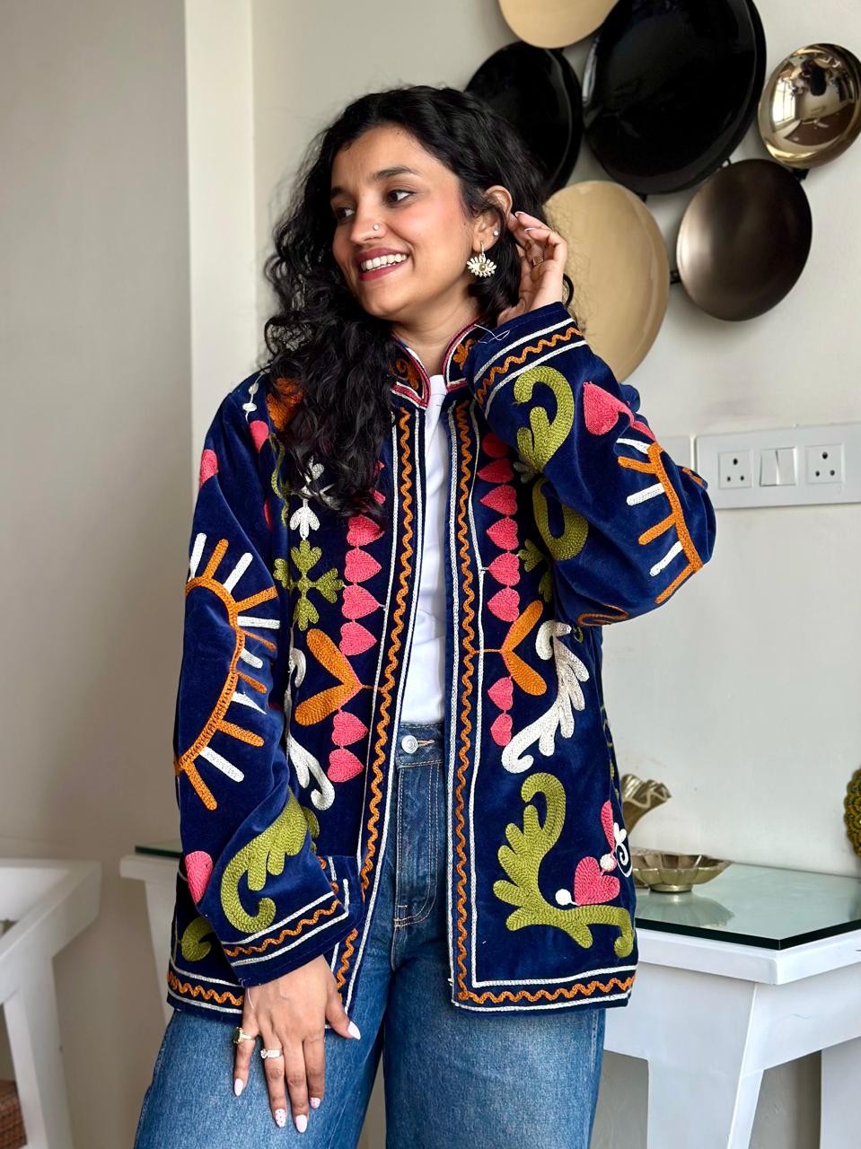 Suzani Velvet Jacket- Royal Blue