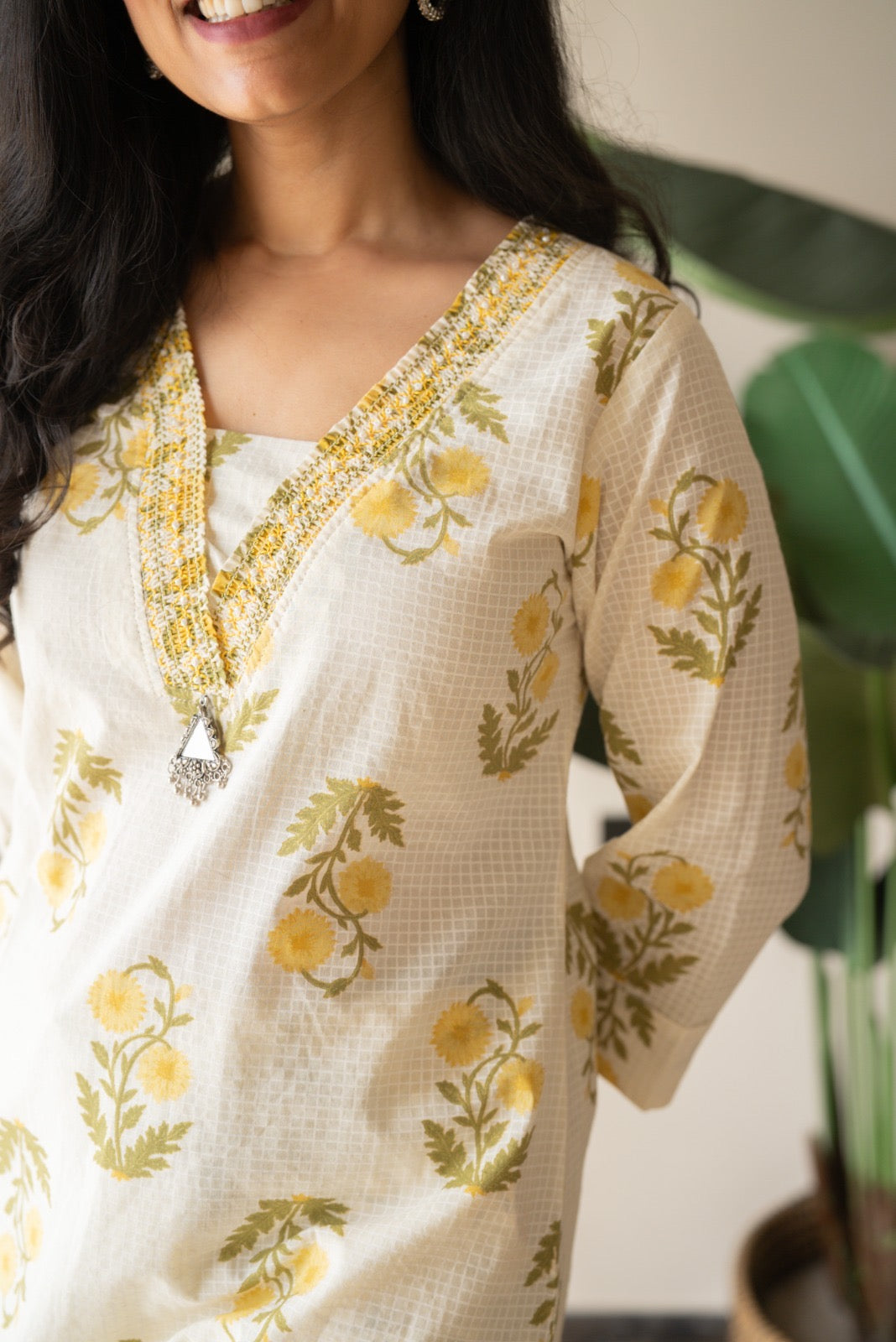 Suryana Cotton Suit- Marigold