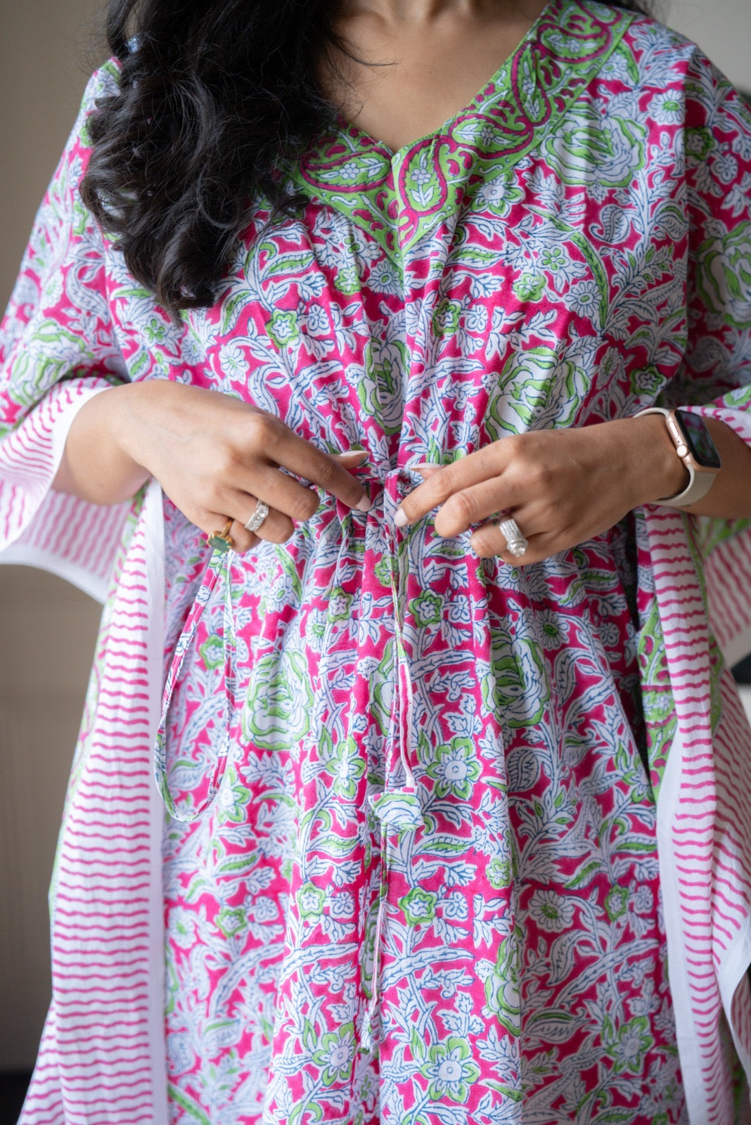 Kashi Block Print Kaftan- Bright Paisley