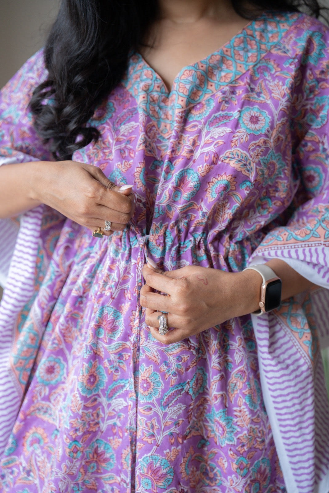 Kashi Block Print Kaftan- Purple Kaftan