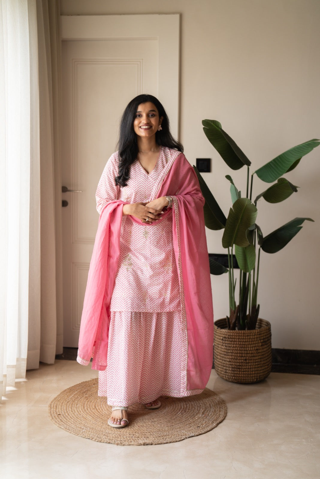 Namya Leheriya Sharara Set- Pink