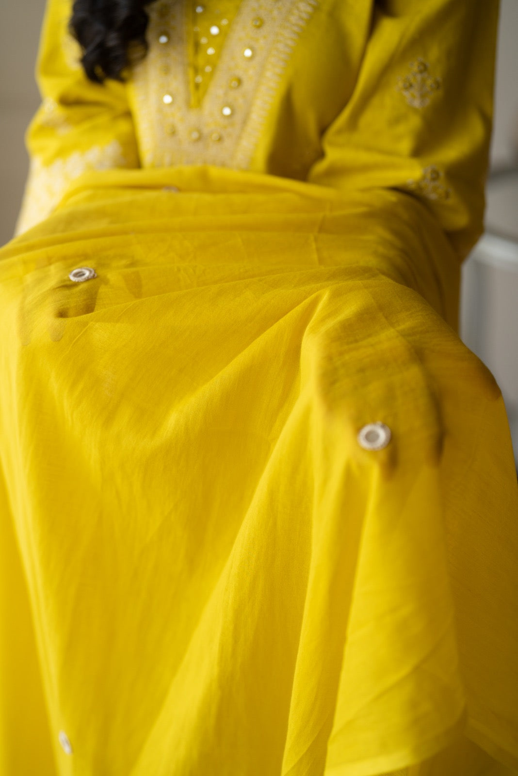 Ganga Embroidered Luxe Suit- Yellow