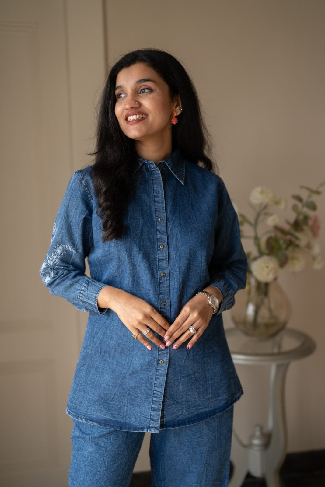 Nimya Denim Shirt Coord Set