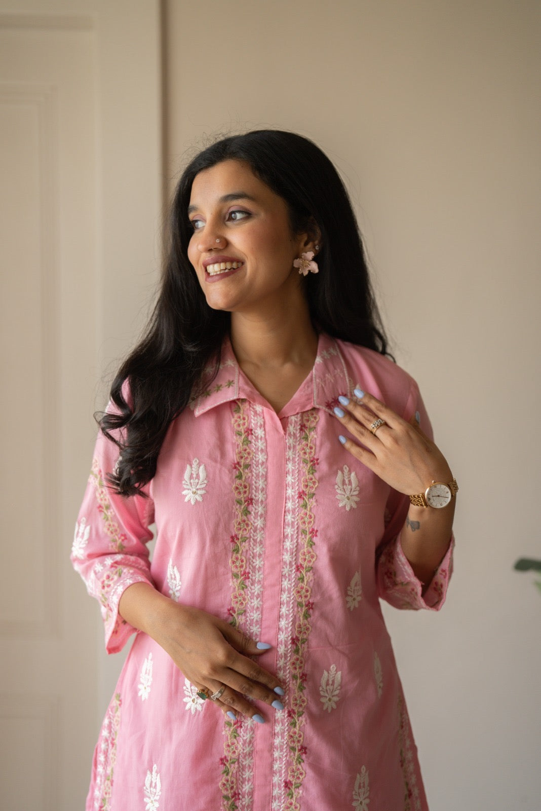 Preet Mulmul Luxe Coord Set- Pink