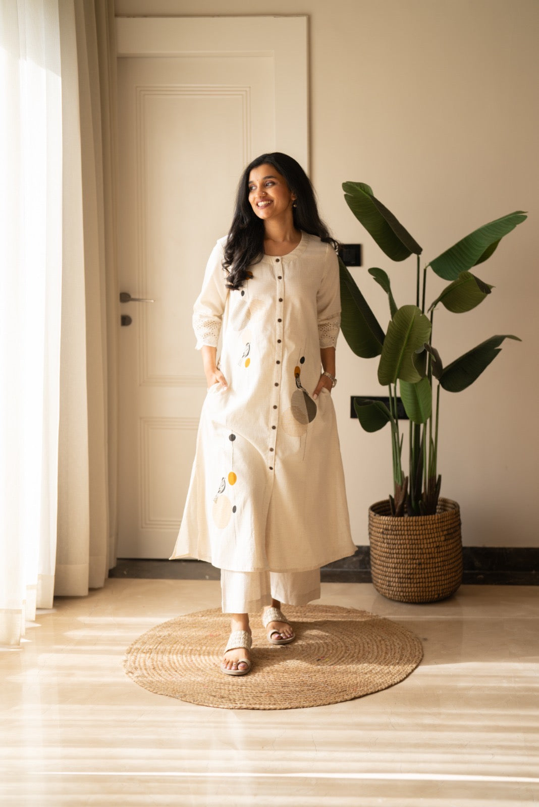 Naari Off White A-Line Pant Set