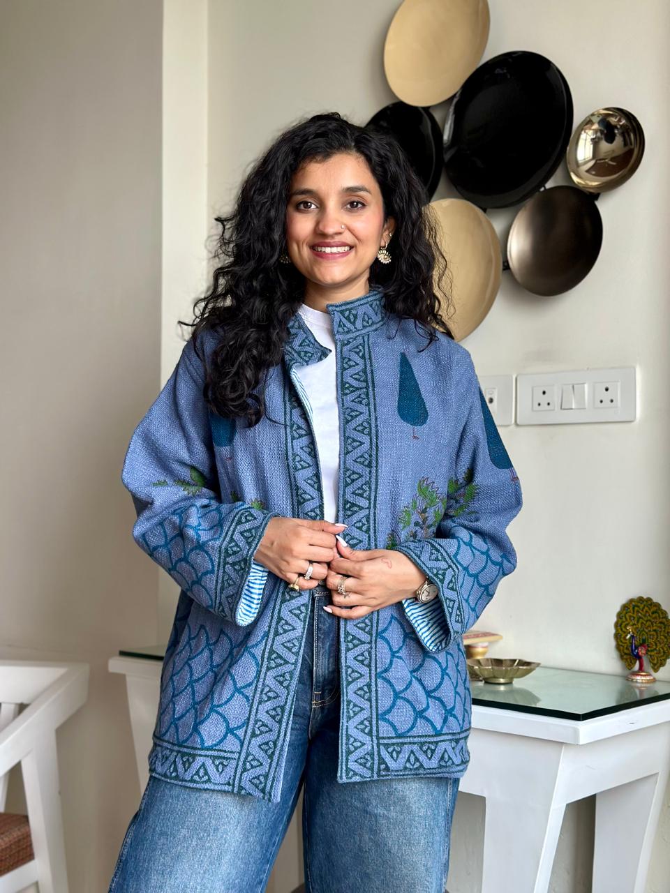 Block Print TNT Jacket- Blue