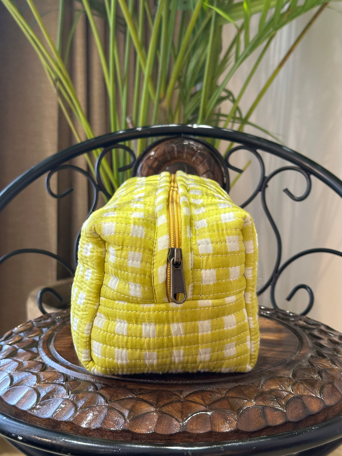 Single Pouch- Green Gingham