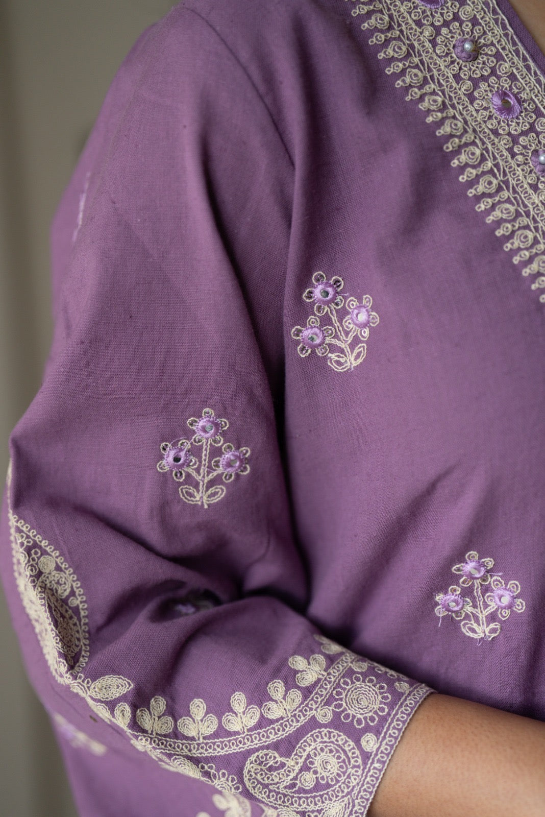 Ganga Embroidered Luxe Suit- Purple