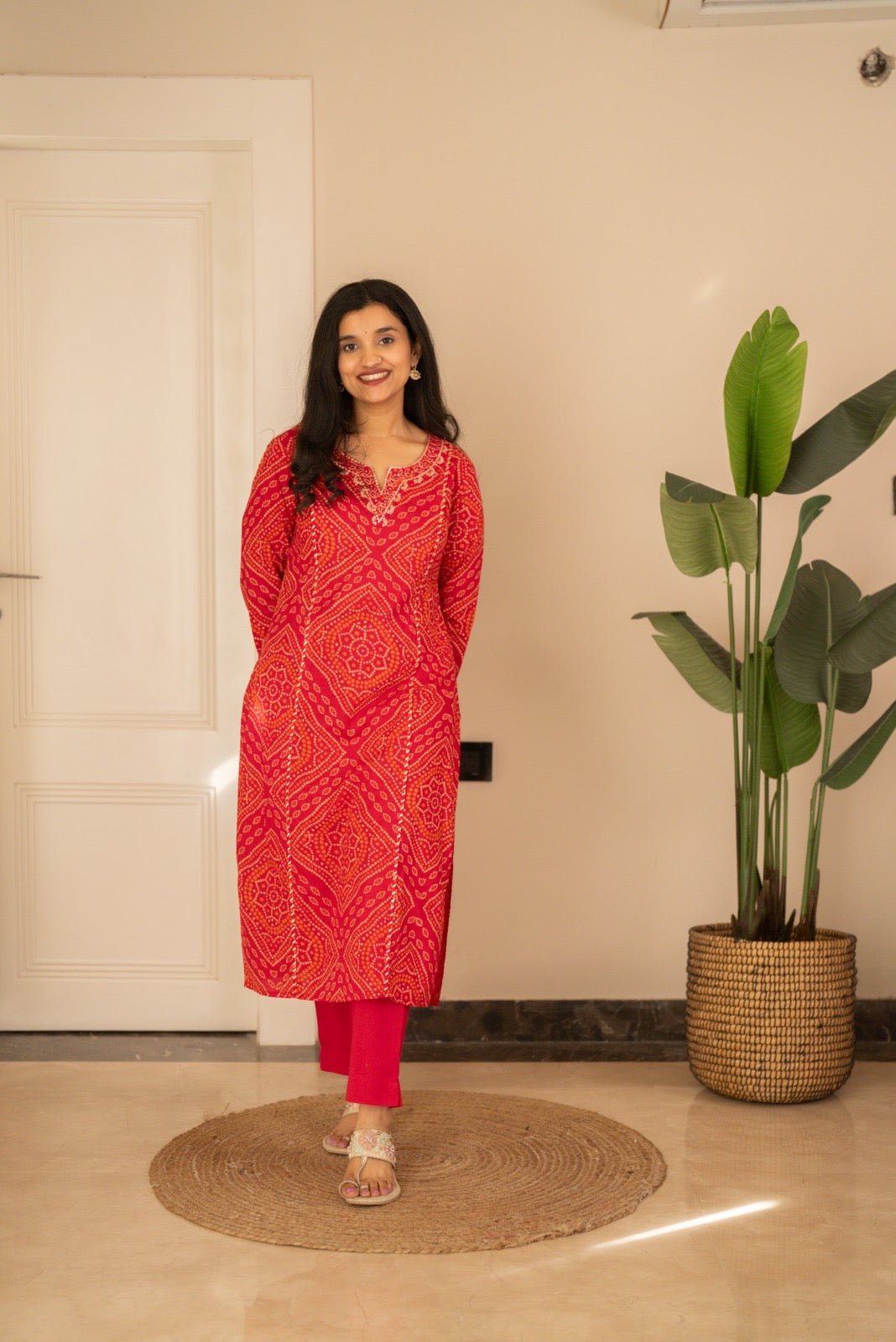 Zimya Bandhej Pittan Suit- Gulabi