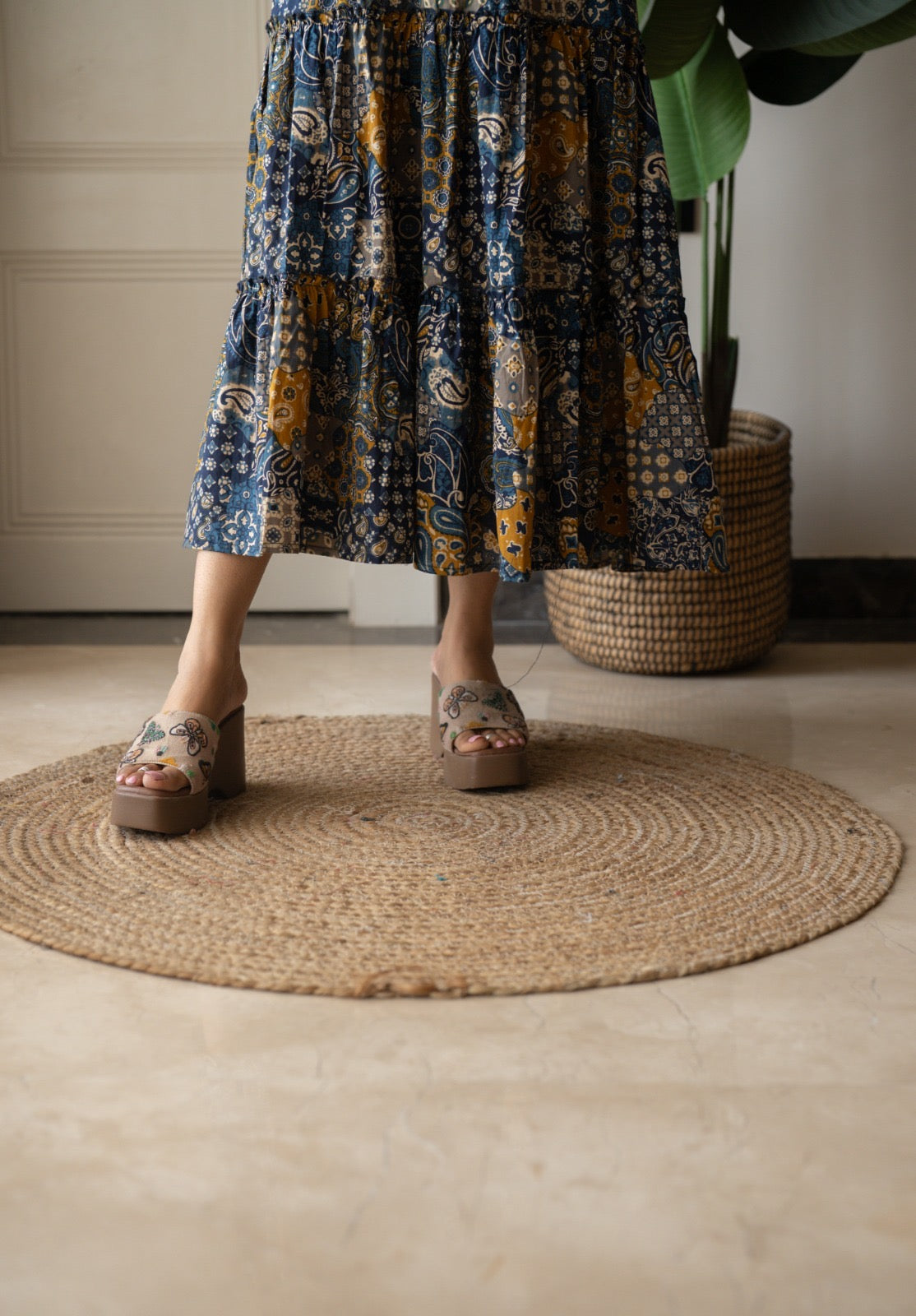 Prisha Tiered Maxi Dress- Blue Mix