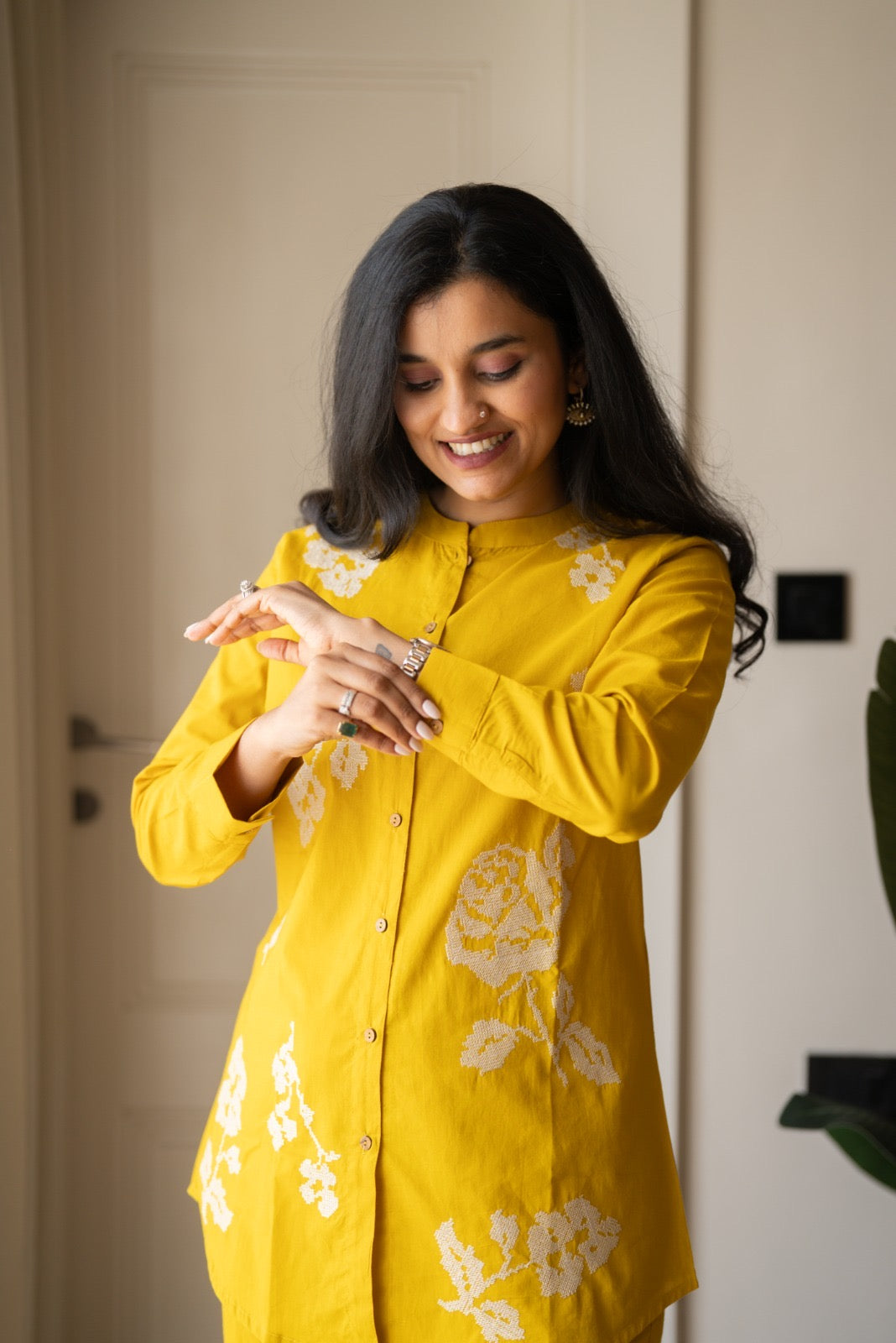 Hania Cotton Coord Set- Yellow