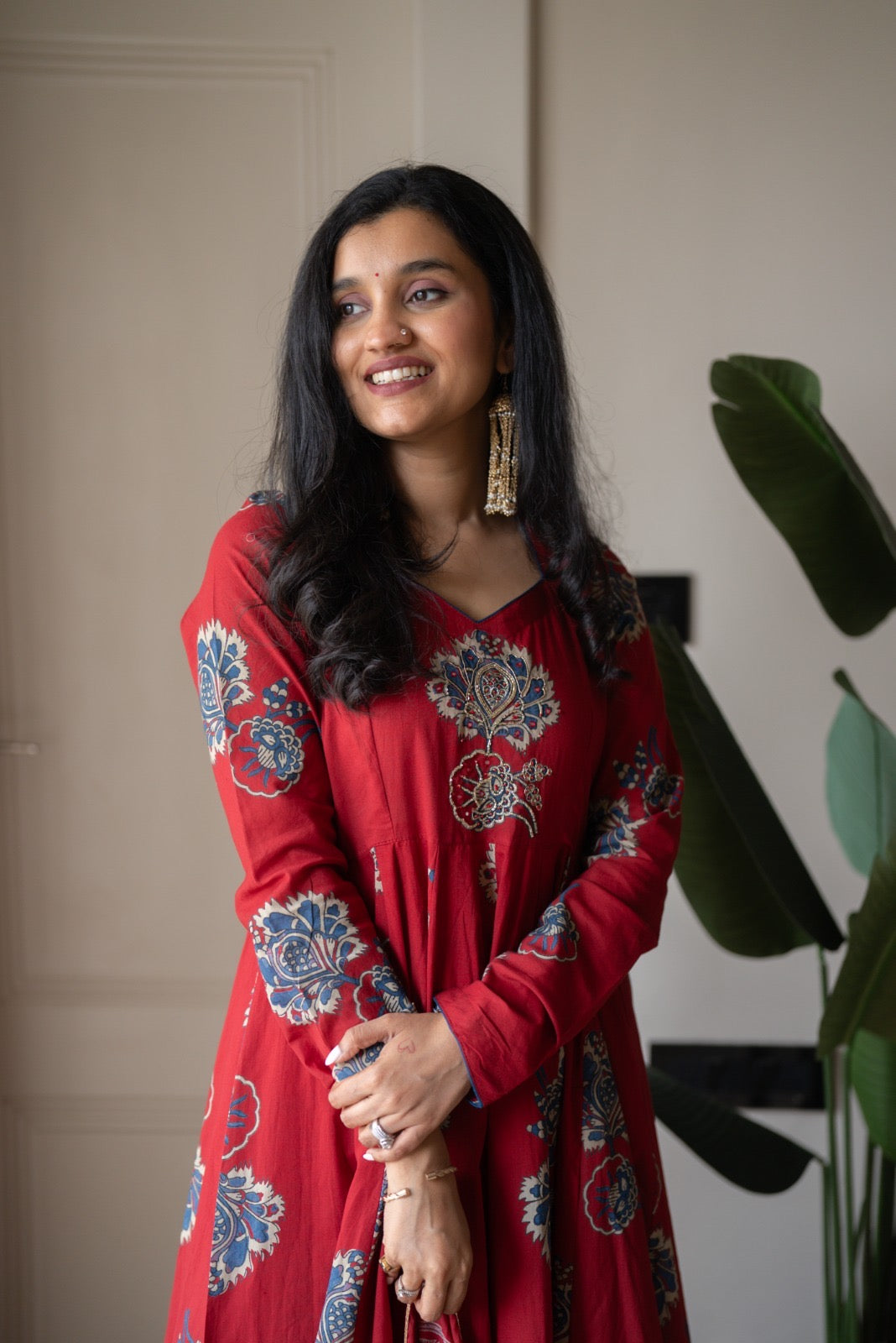 Mahara Maroon Boota Anarkali Set